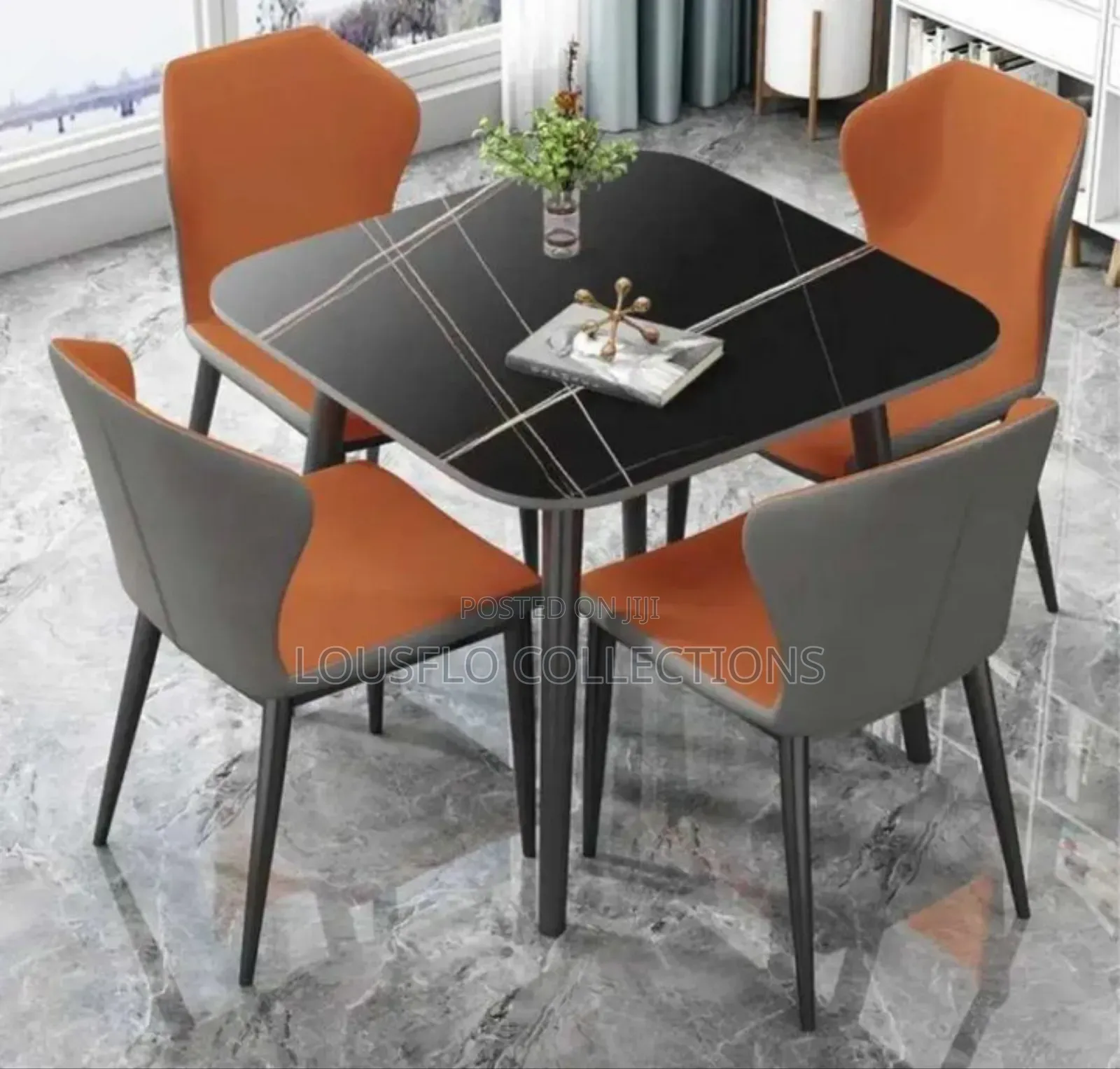 4 Seaters Quality Marble Dinning With Quality Leather Seat