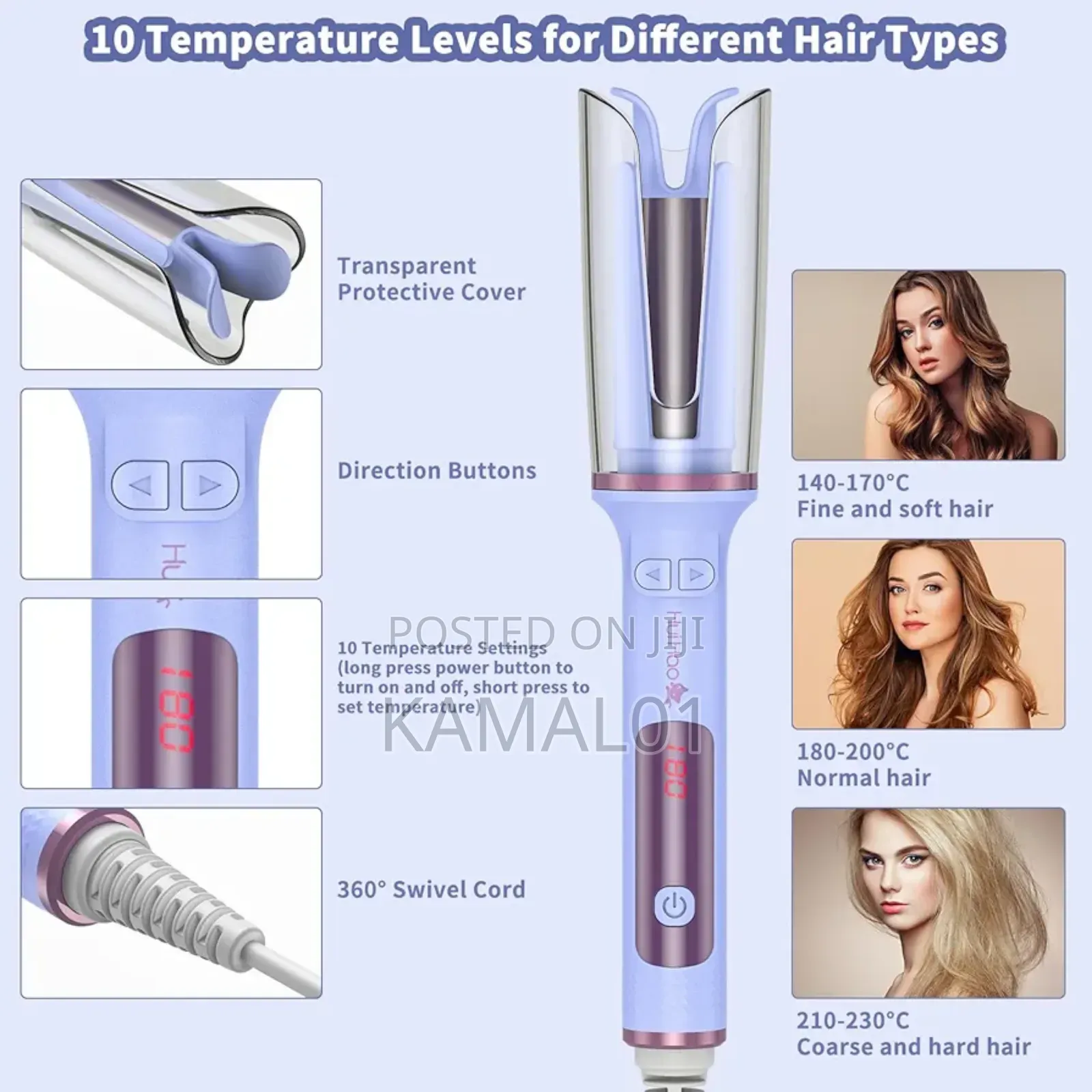5 In 1 Automatic Hair Curler, Curling Iron,With 360 Rotating