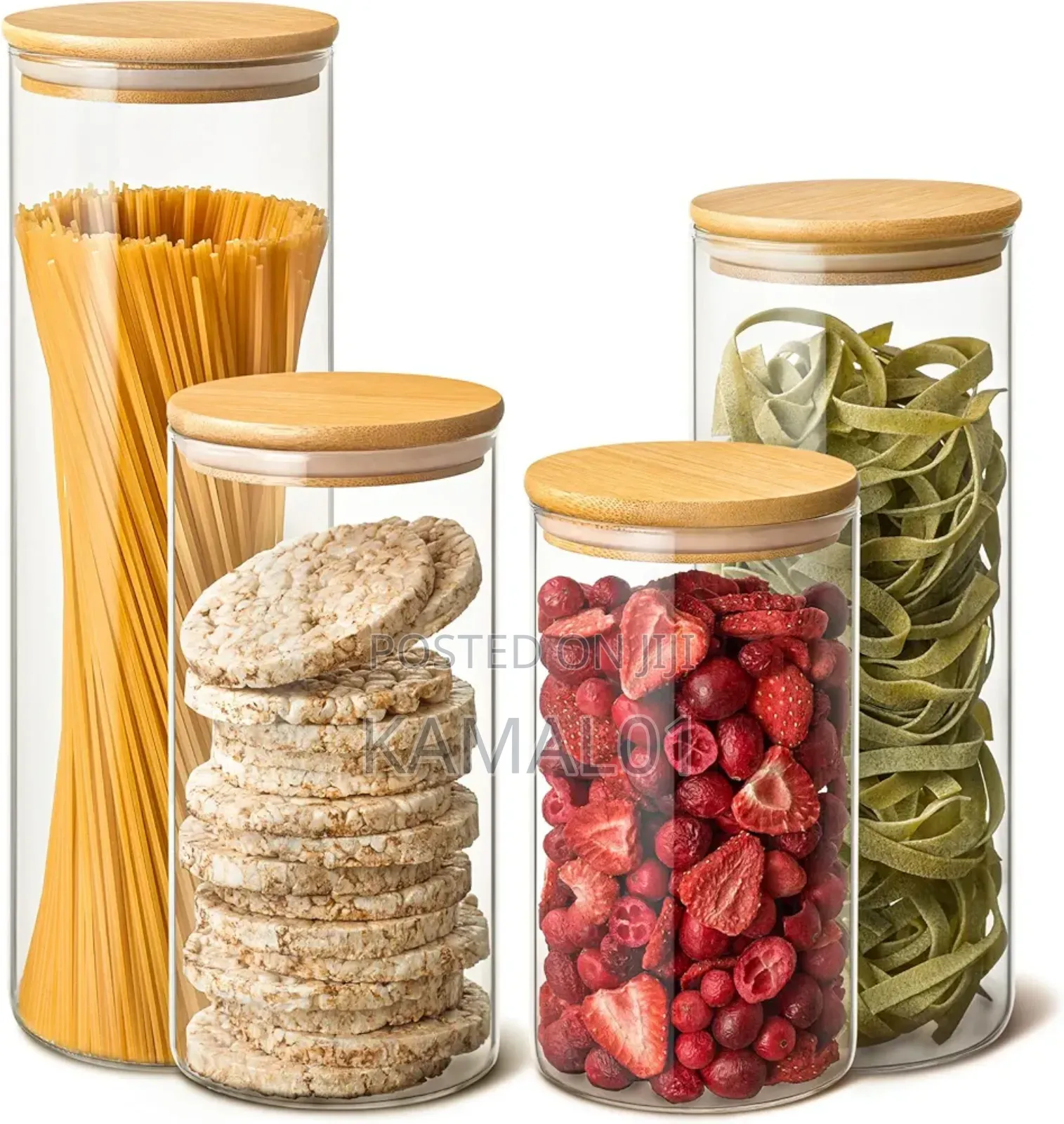 5pcs Glass Storage Jars With Bamboo Lid