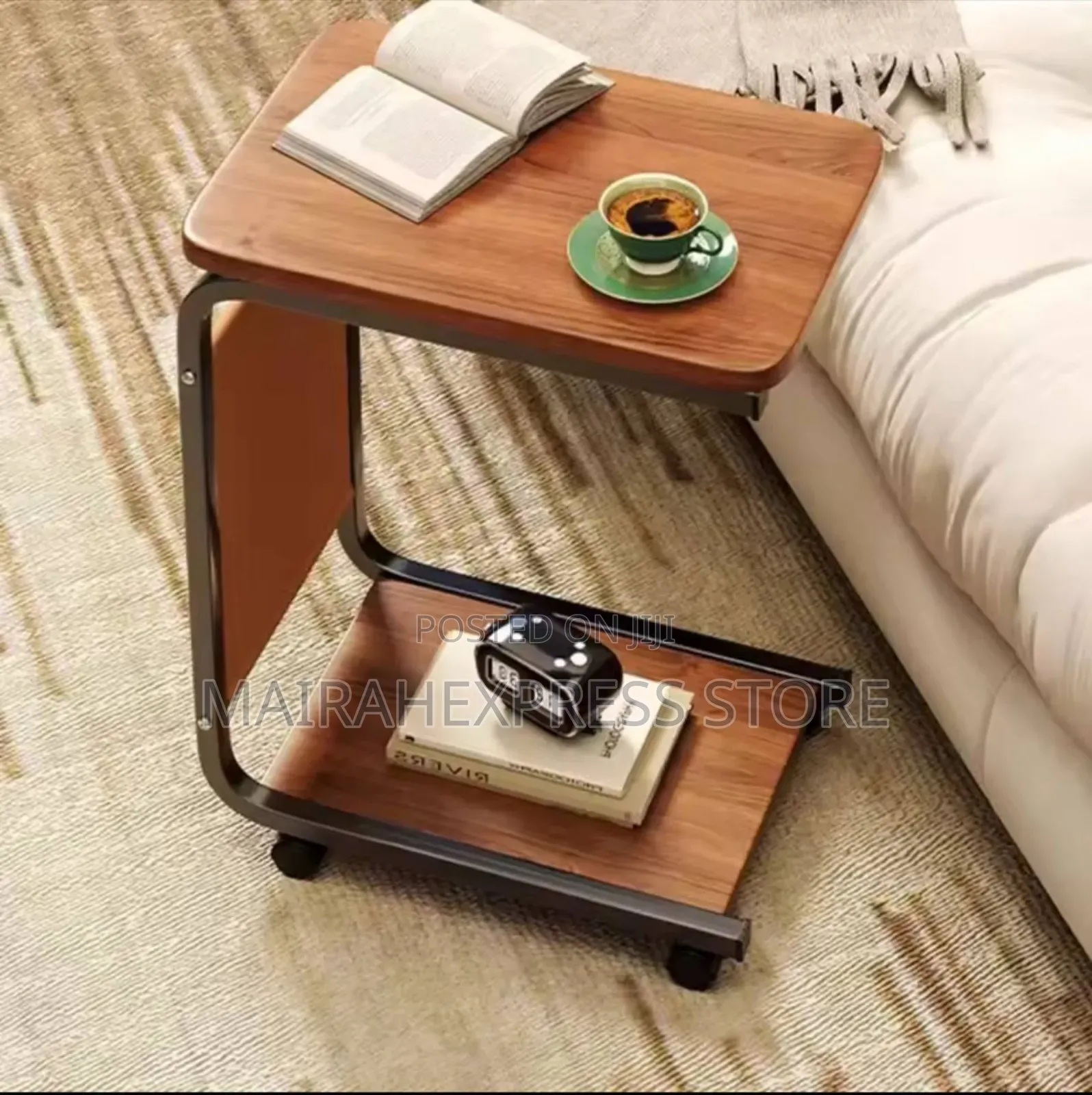 Small Tea Table Solid Wood 2 Layer Cart Coffee Table