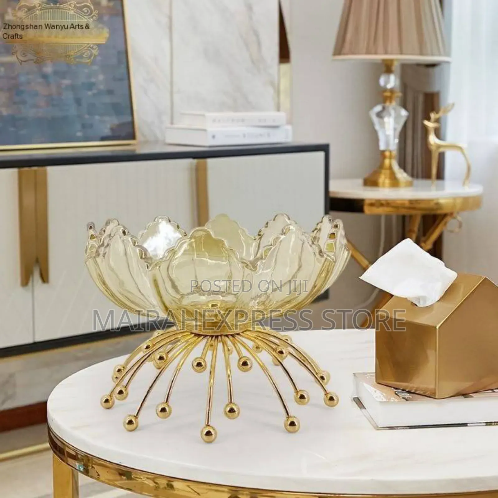 American European Exotic Creative Style Gold Glass Flower