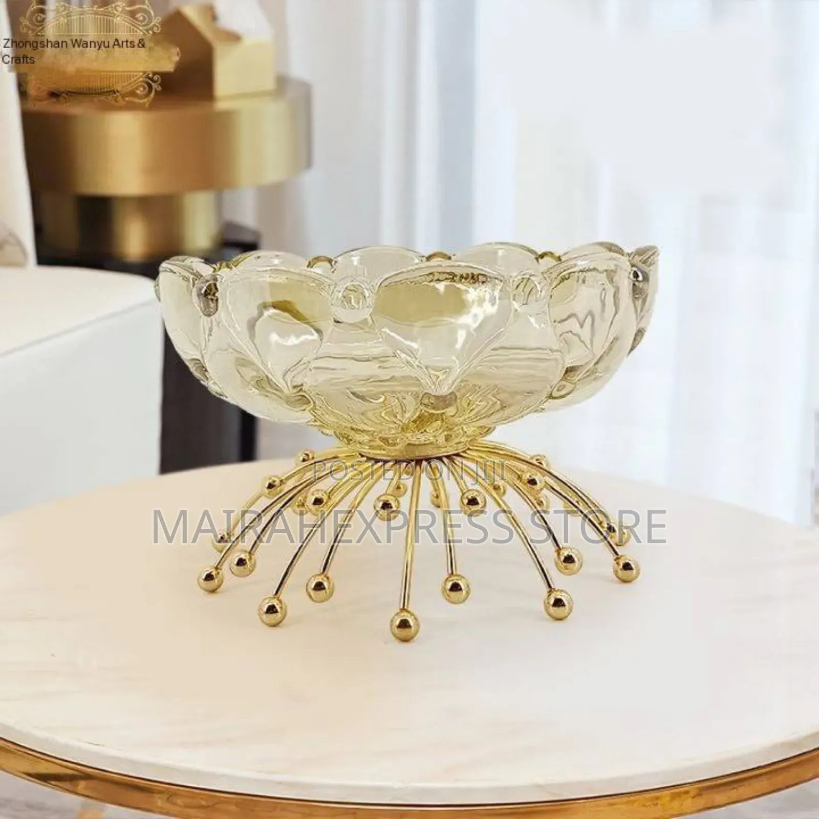 American European Exotic Creative Style Gold Glass Flower