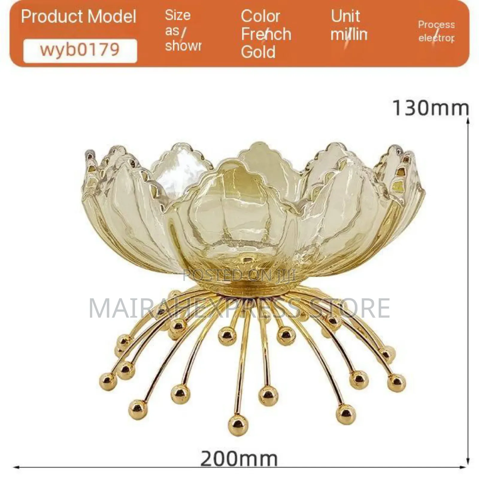 American European Exotic Creative Style Gold Glass Flower