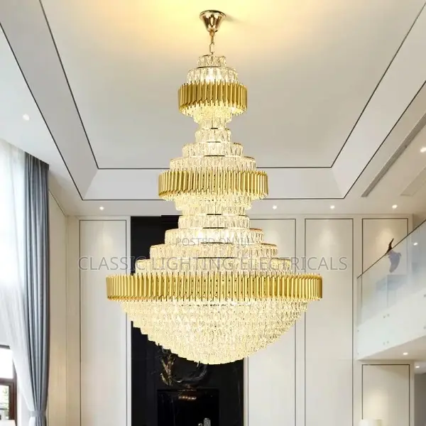 Luxury Crystal Stair Chandelier Lighting Villa Lobby Hotel