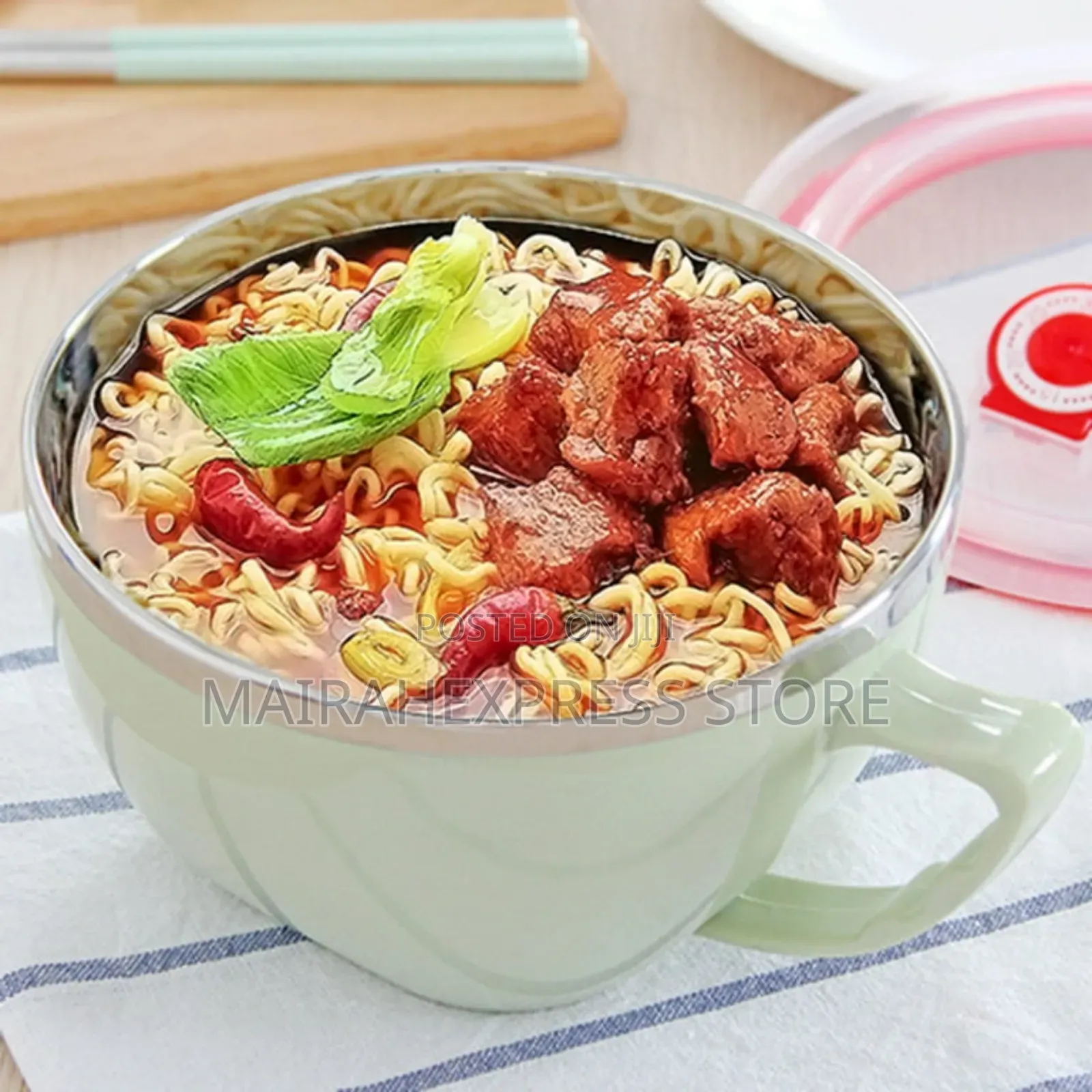 Stainless Steel Noodle Bowl With Lid Handle
