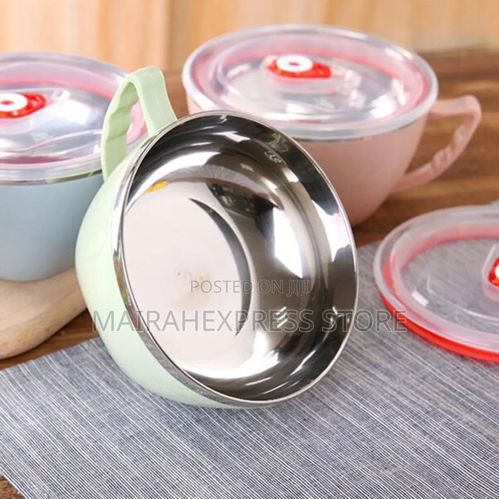 Stainless Steel Noodle Bowl With Lid Handle
