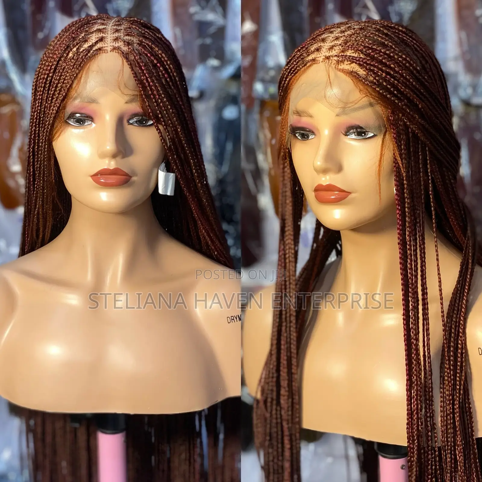 Wine Color Knotless Glueless Wig
