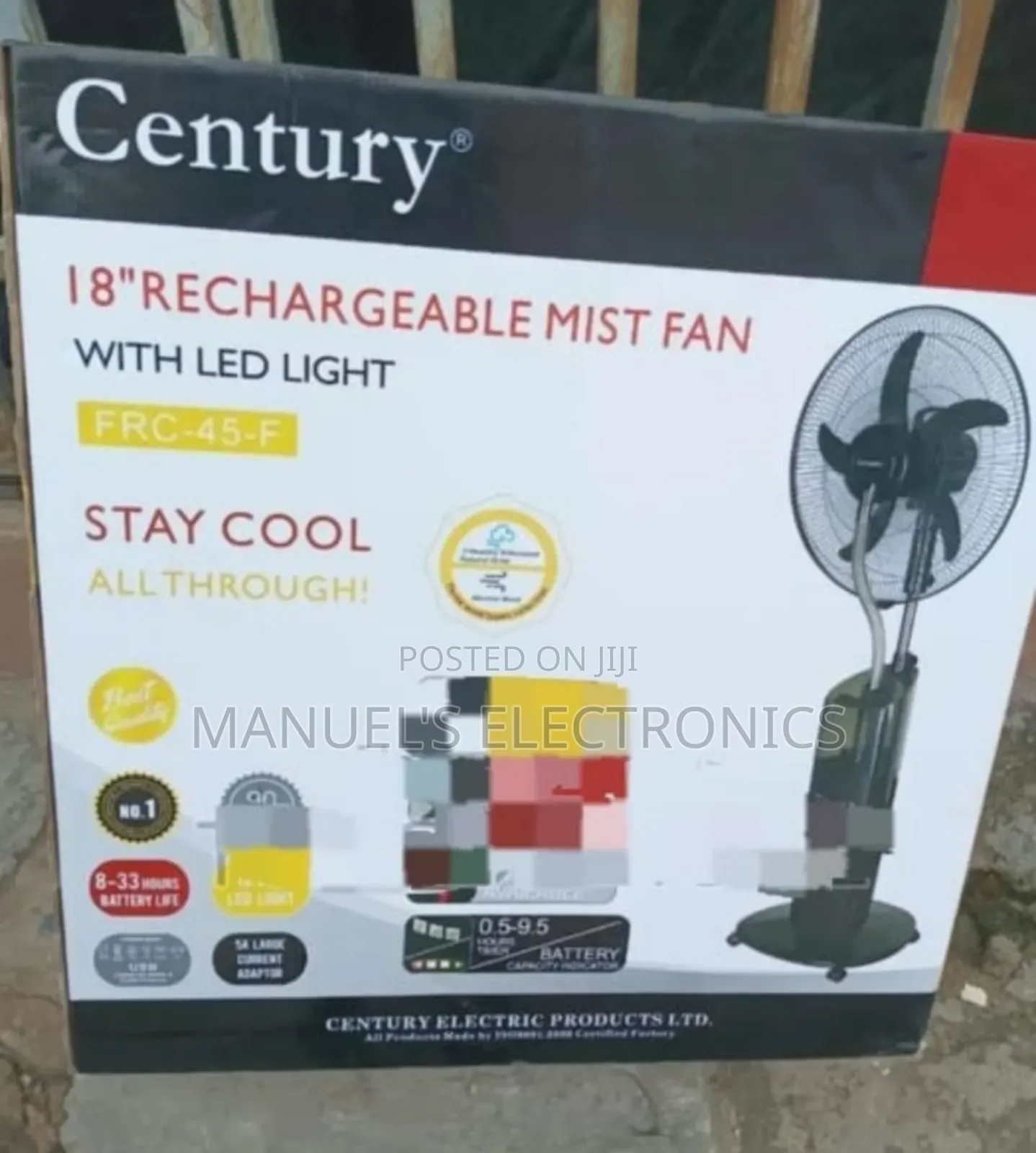 18inch Century Rechargeable Mist Standing Fan Copper Coil