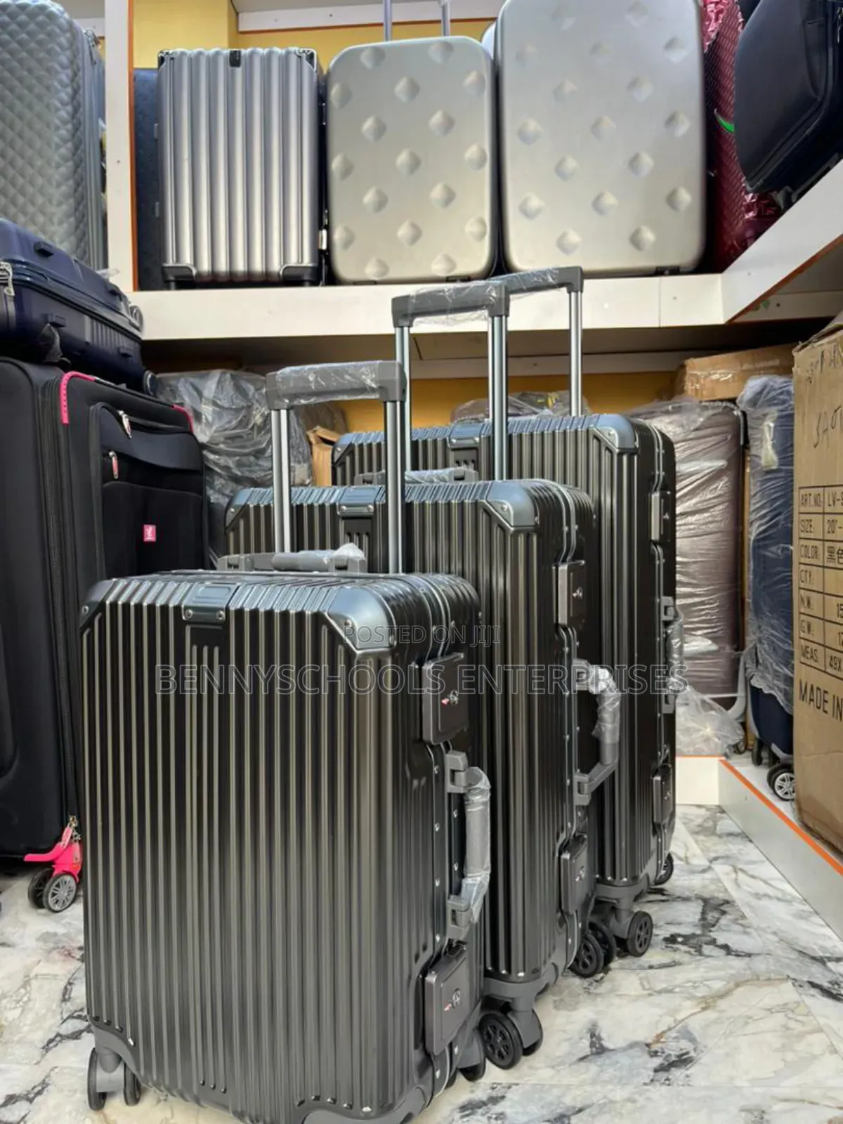 3 In 1 Set Of Black Imported Black Aluminium Luggage Boxes