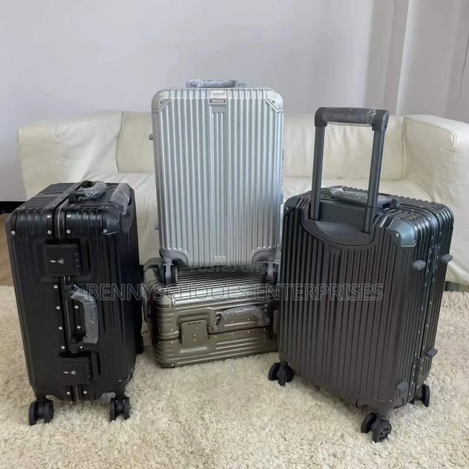 3 In 1 Set Of Black Imported Black Aluminium Luggage Boxes