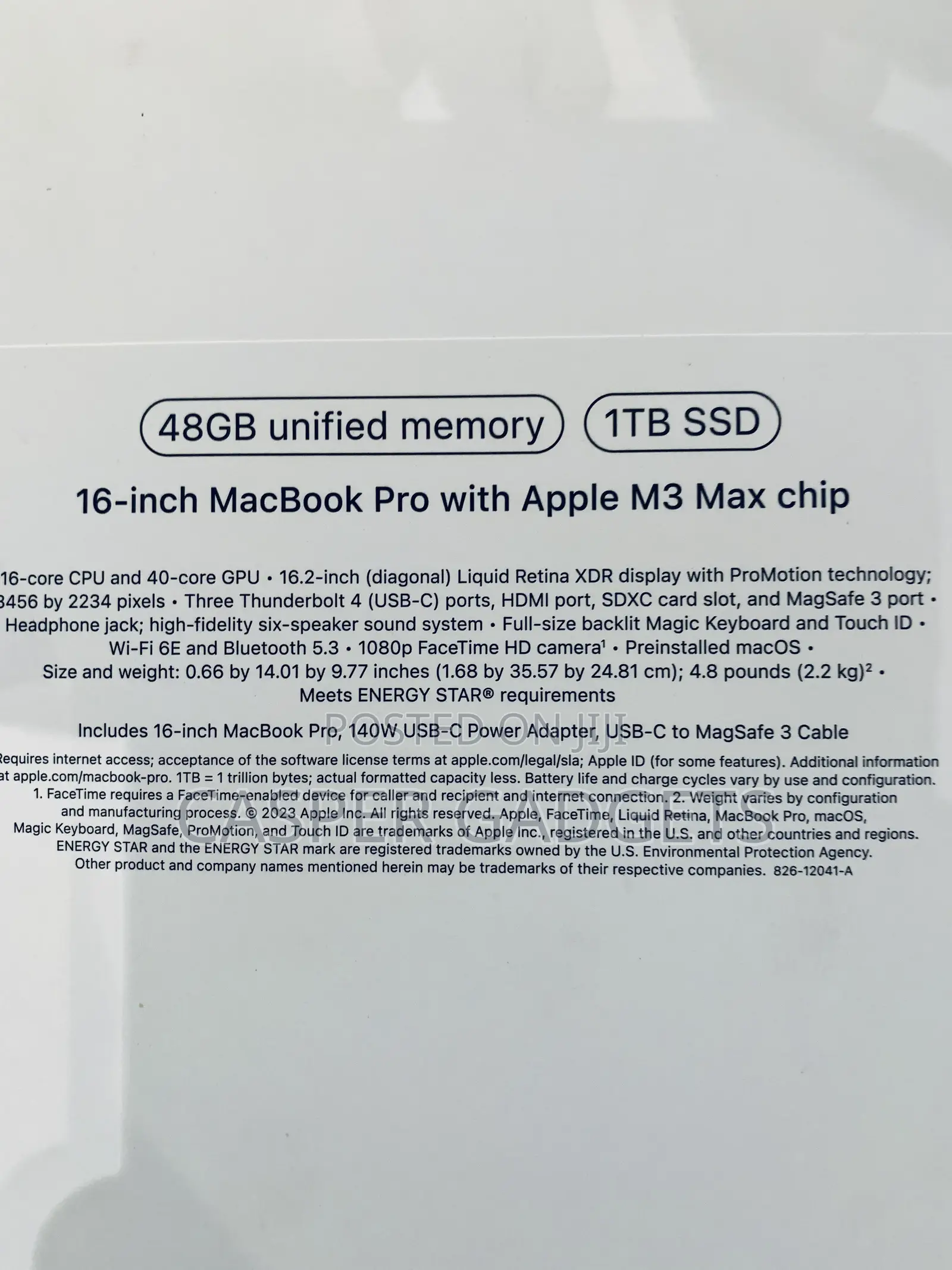 New Laptop Apple MacBook Pro 2023 M3 Max 48GB Apple M3 Max SSD 1T