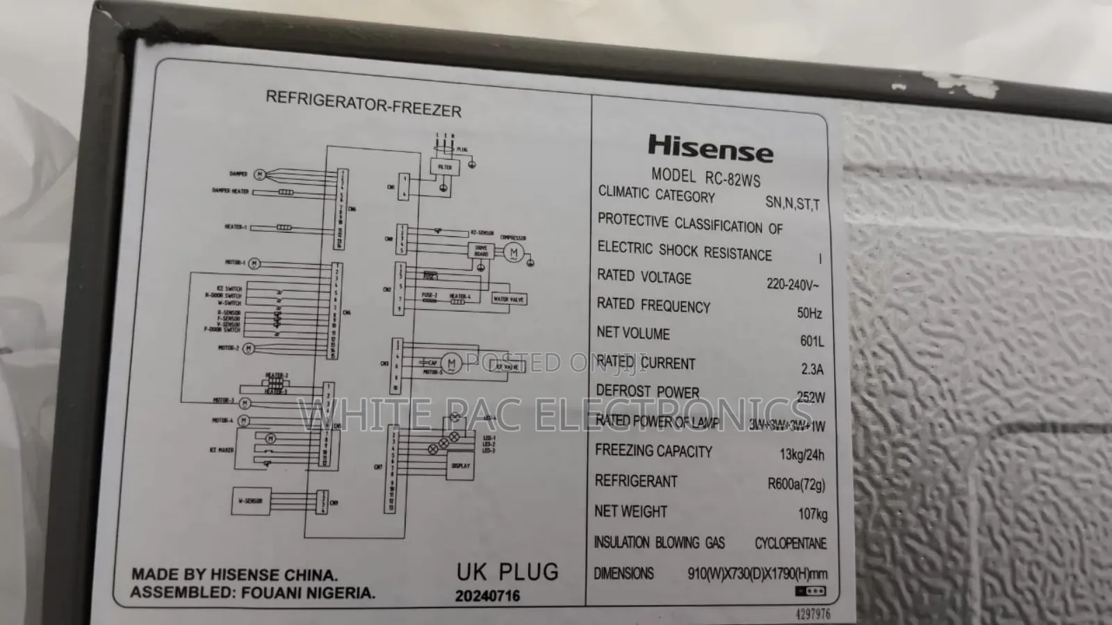Hisense Said by Said Inverter Fridge 601 Litre >I Dispenser