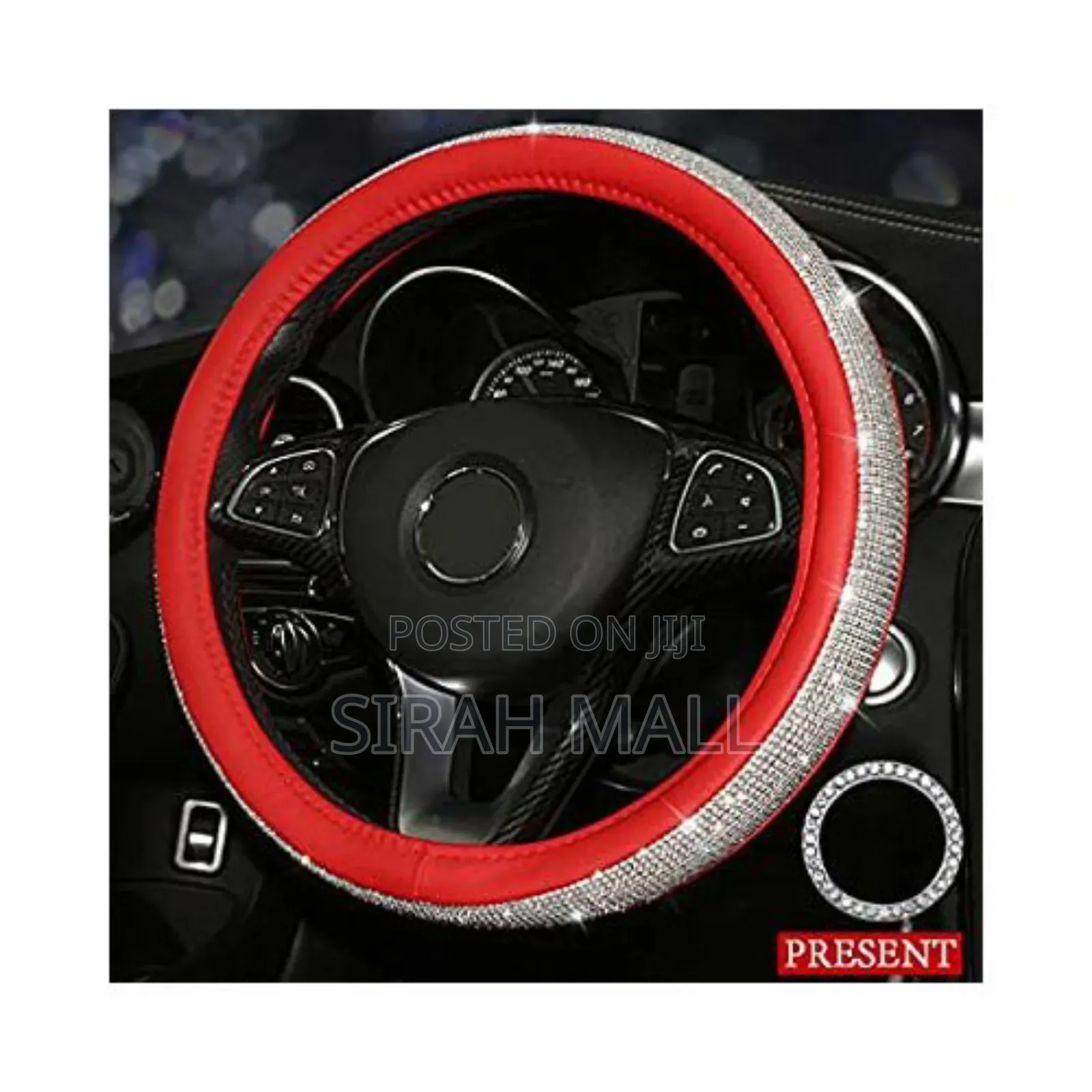 Microfiber Leather Crystal Universal Steering Wheel Cover
