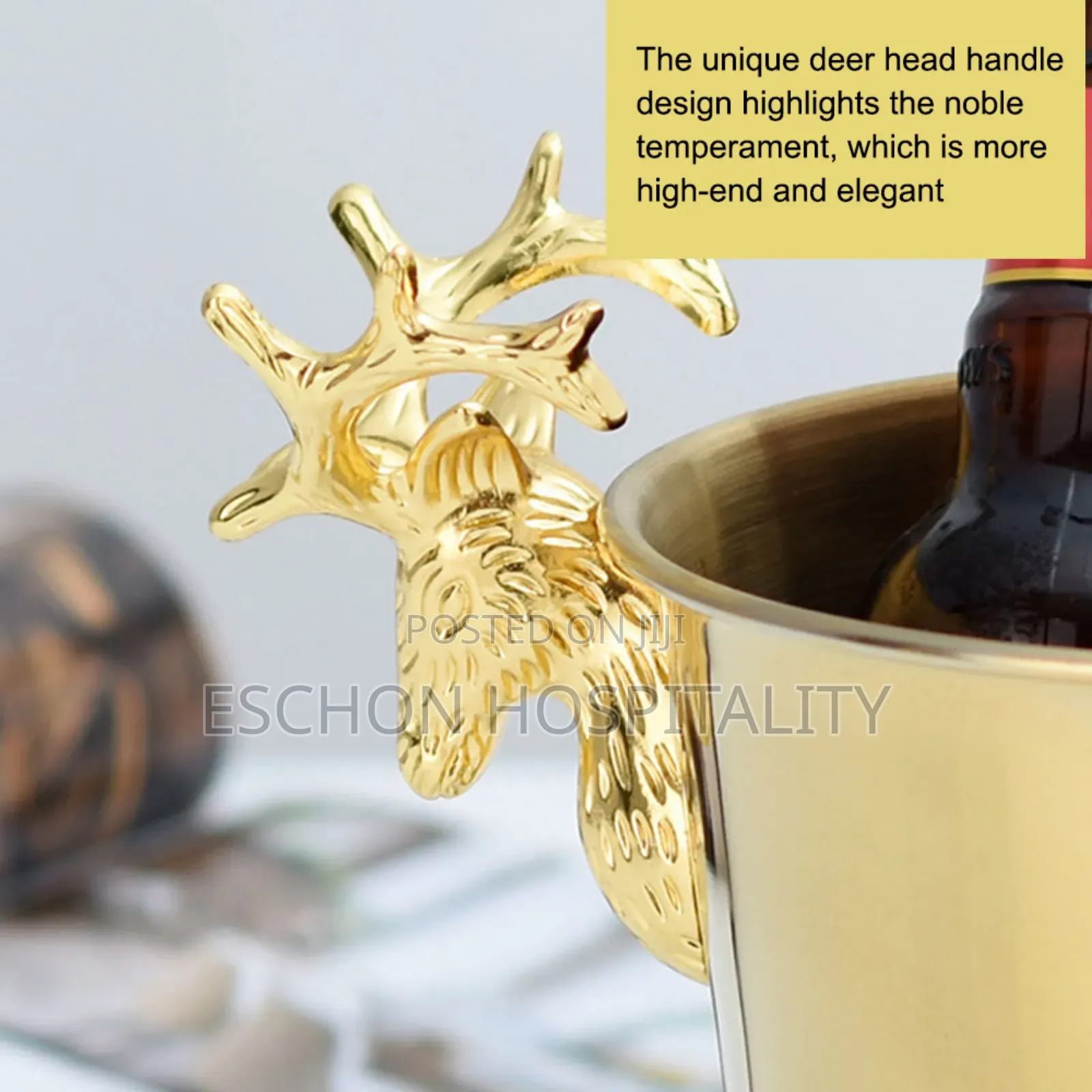 Luxury Deer Head Wine Bucket :Champagne Barrel - Gold - 5L