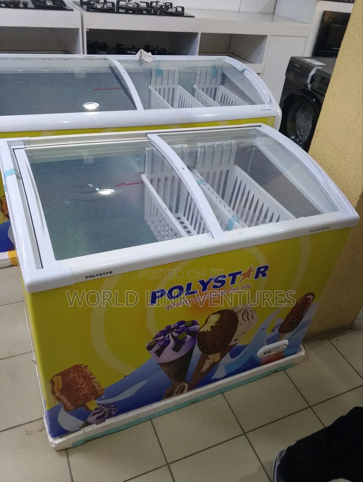 Polystar Chest Freezer 400L, Sliding Glass 1 Year Warranty