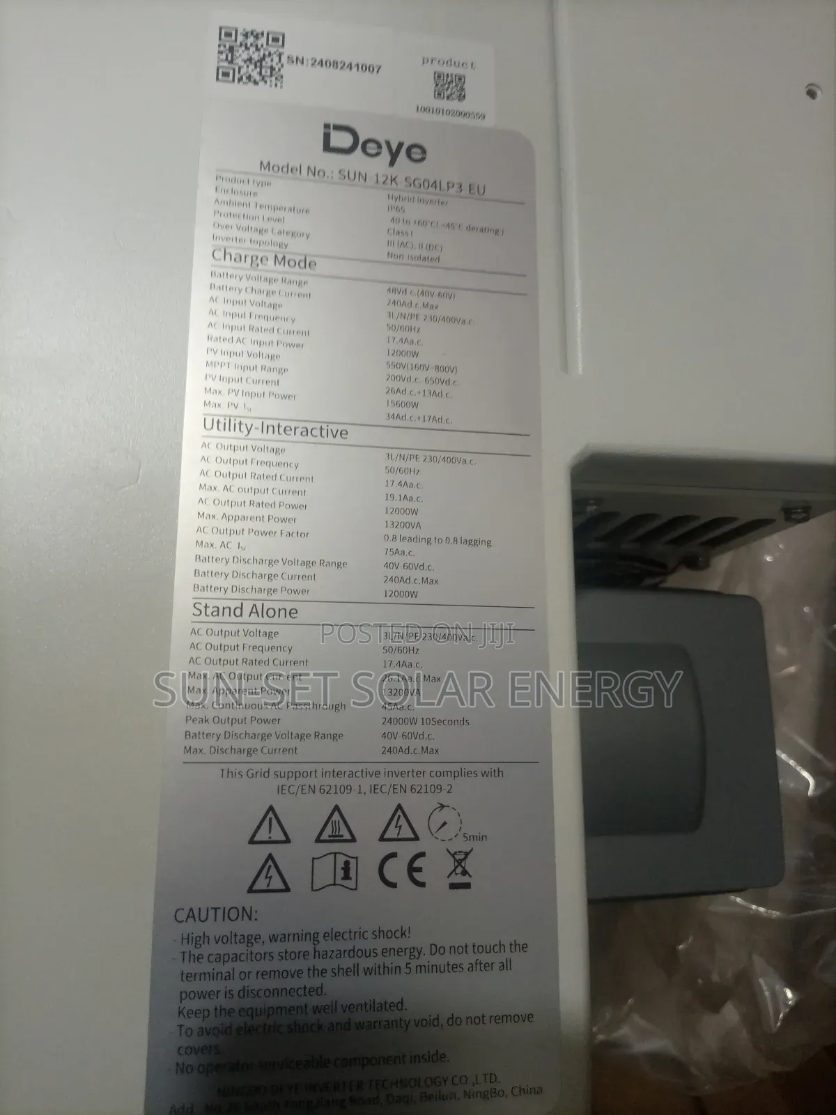 Deye Hybrid Inverter 12kva 3face 400ah MPPT .