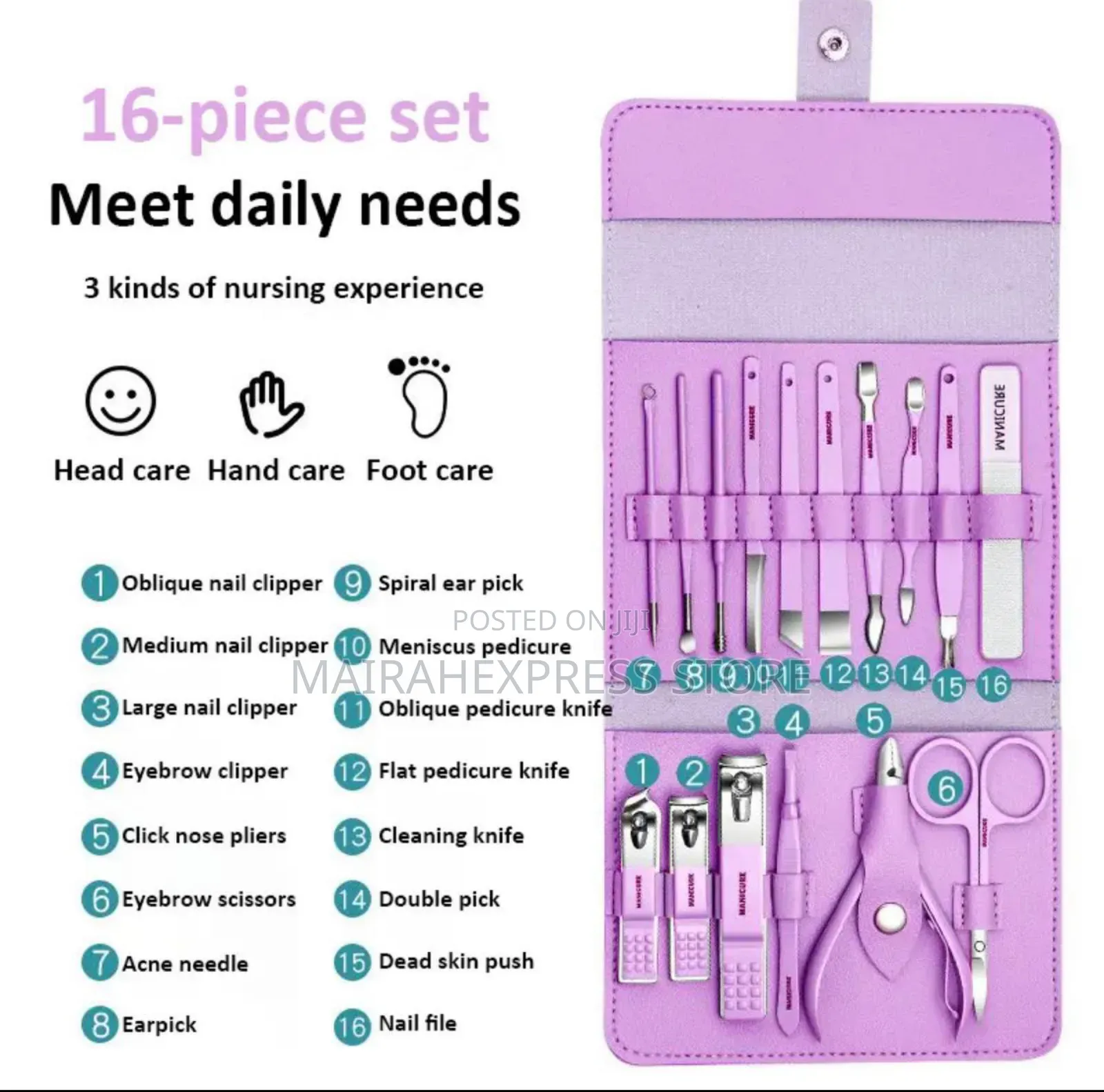 16pcs Stainless Steel Full Function Pedicure/Manicure Set