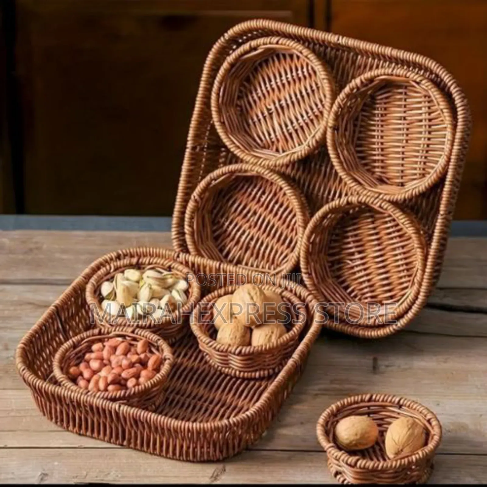Retro Imitation Rattan Woven Picnic Fruit Basket