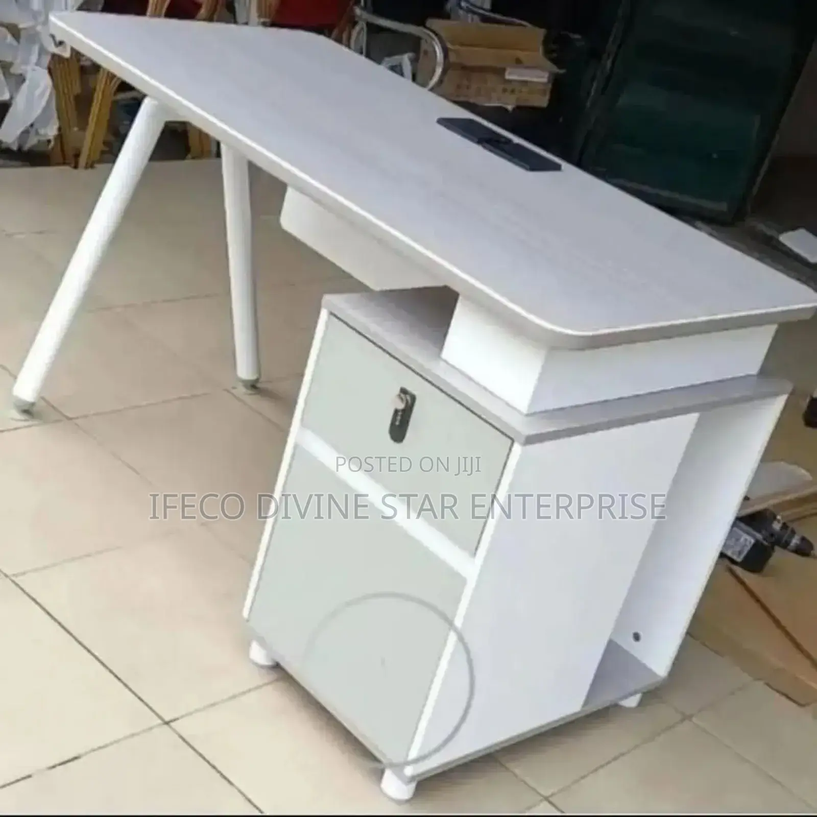 White Office Table With Drawers