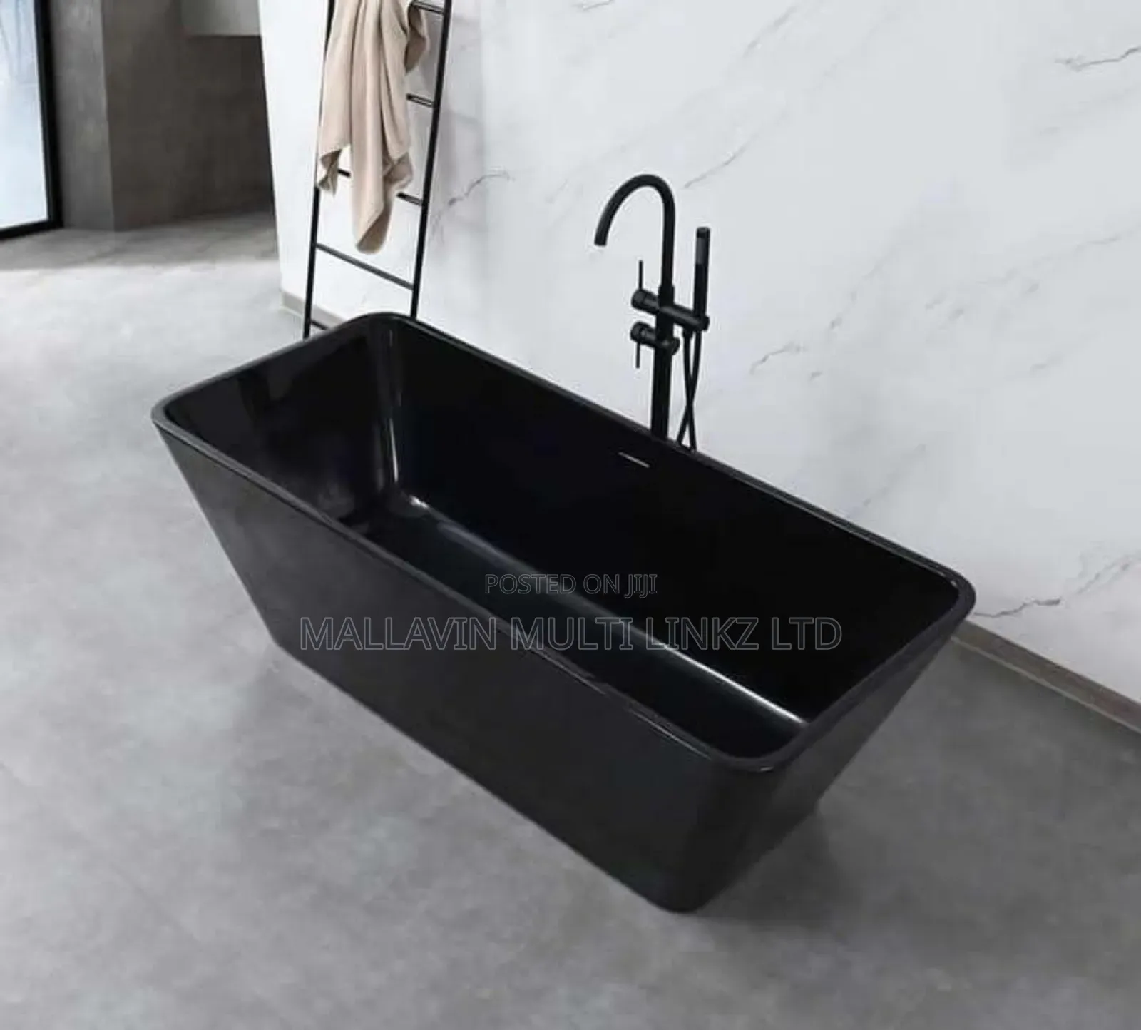 Rectangular Shape Black Acrylic Freestanding Bathtubs