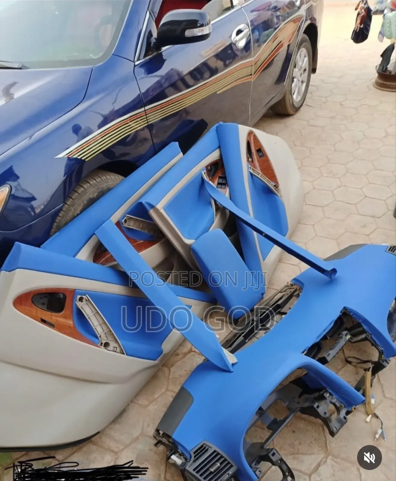 Toyota Camry Muscle Blue Interior Dashboard and Door Mat Upholstery