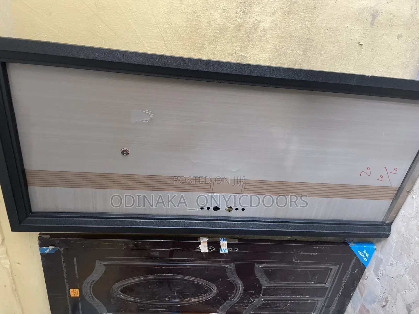 7ft by 3ft 100mm German Steel Door( Brown Line Pattern)