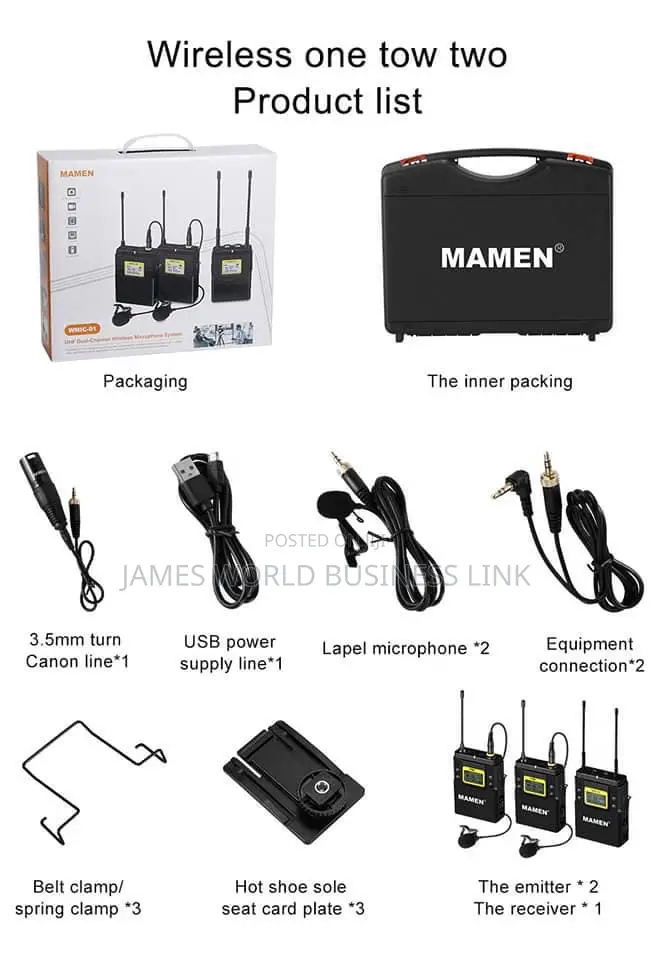 Mamen Professional Wireless Lapel Microphone for Camera