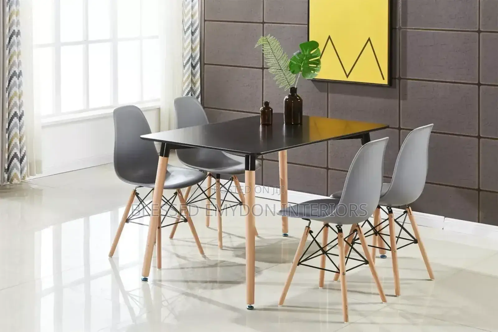 Dining Table and Chairs Set Modern Table and 4 Chairs
