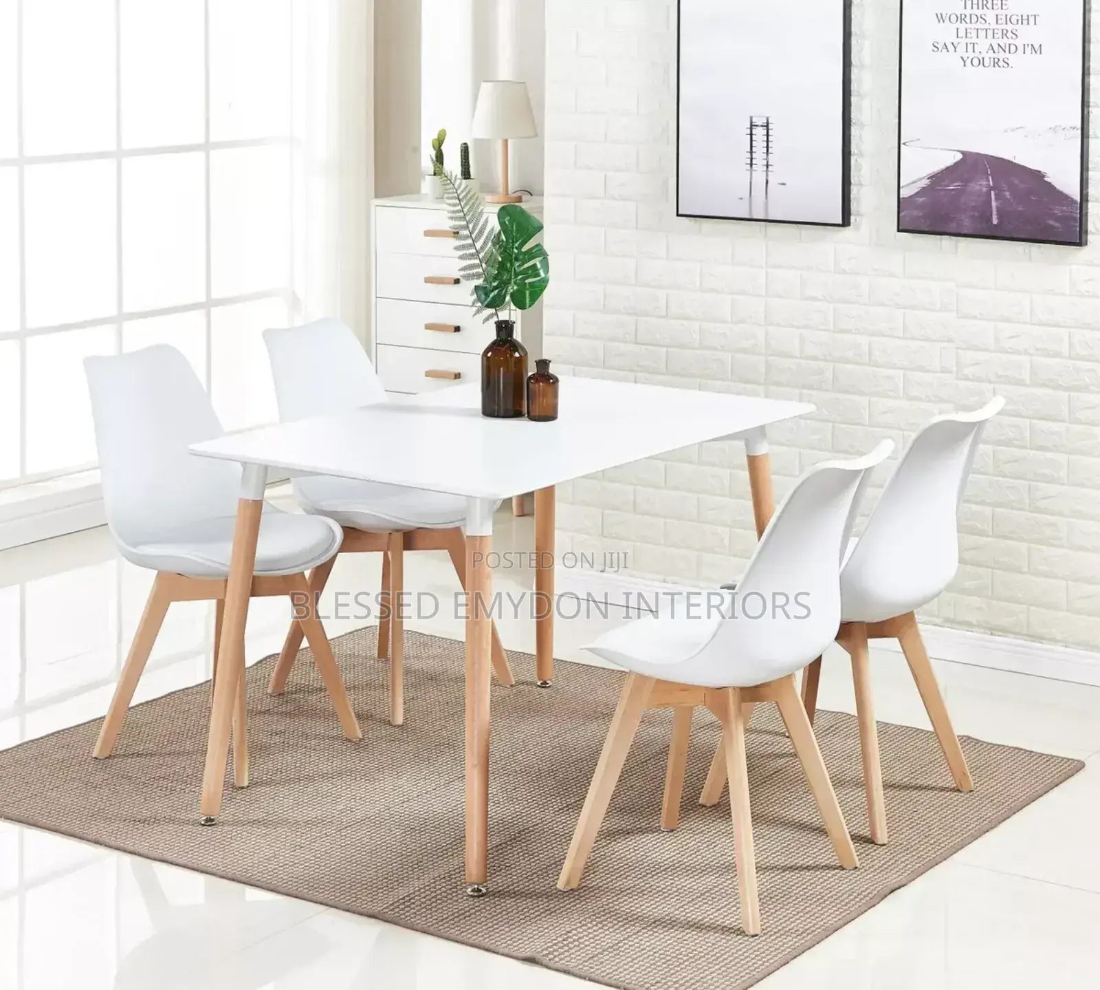 Dining Table and Chairs Set Modern Table and 4 Chairs