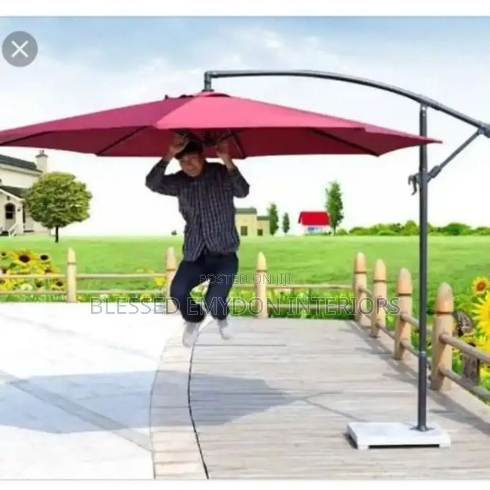Outdoor Cantilever Large Umbrella - Red
