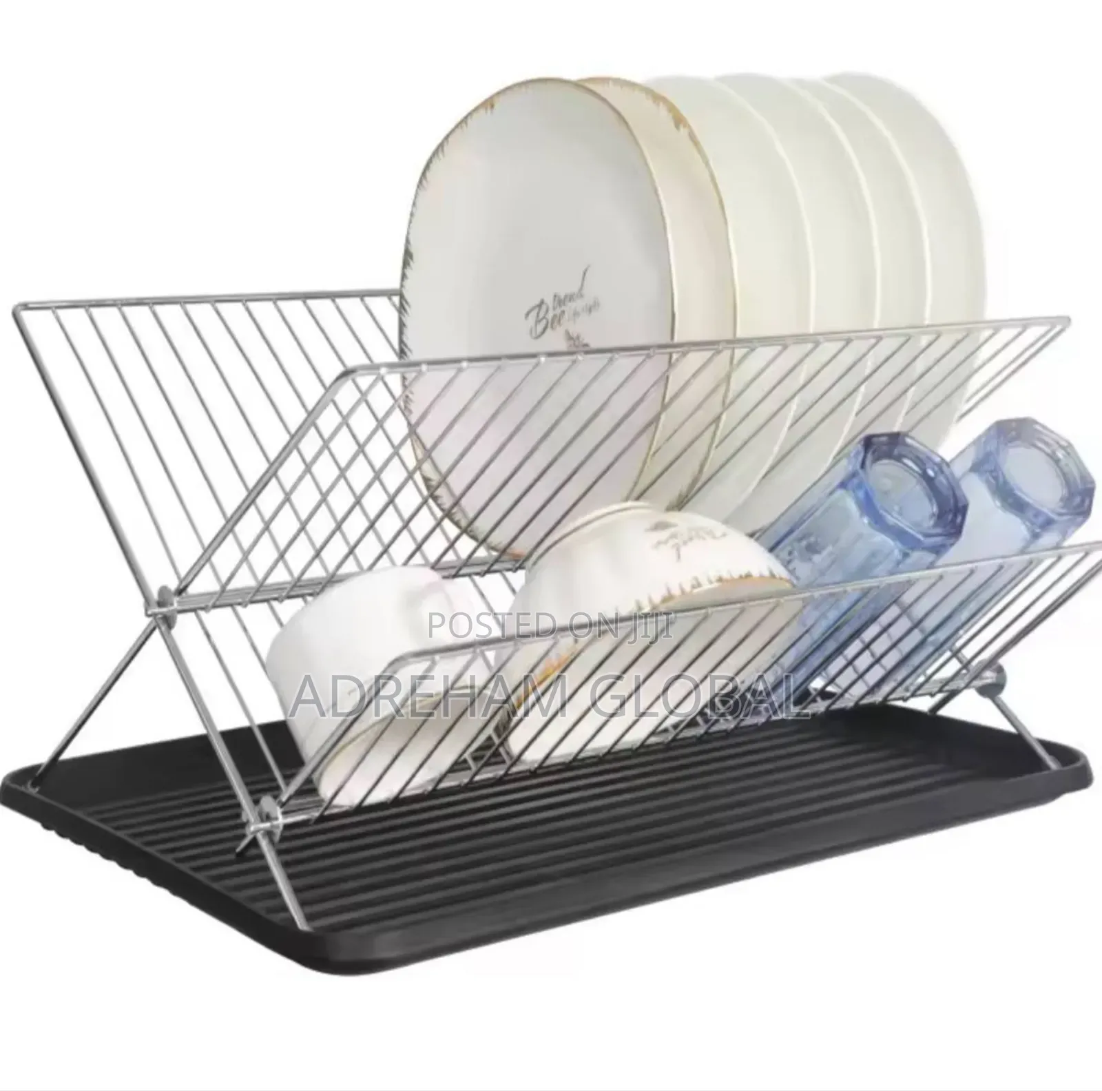 Household X Foldable Dish Rack Double Drainer Stainelss