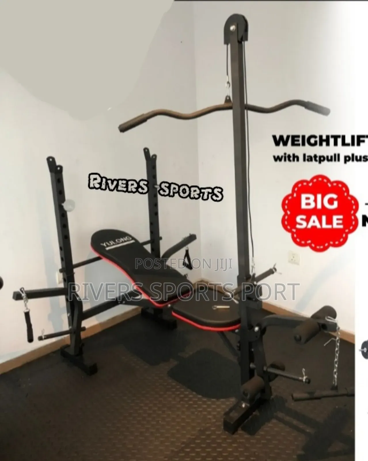 Deluxe Weight Bench Press With Latpull, Preacher Curl, Knee Bends