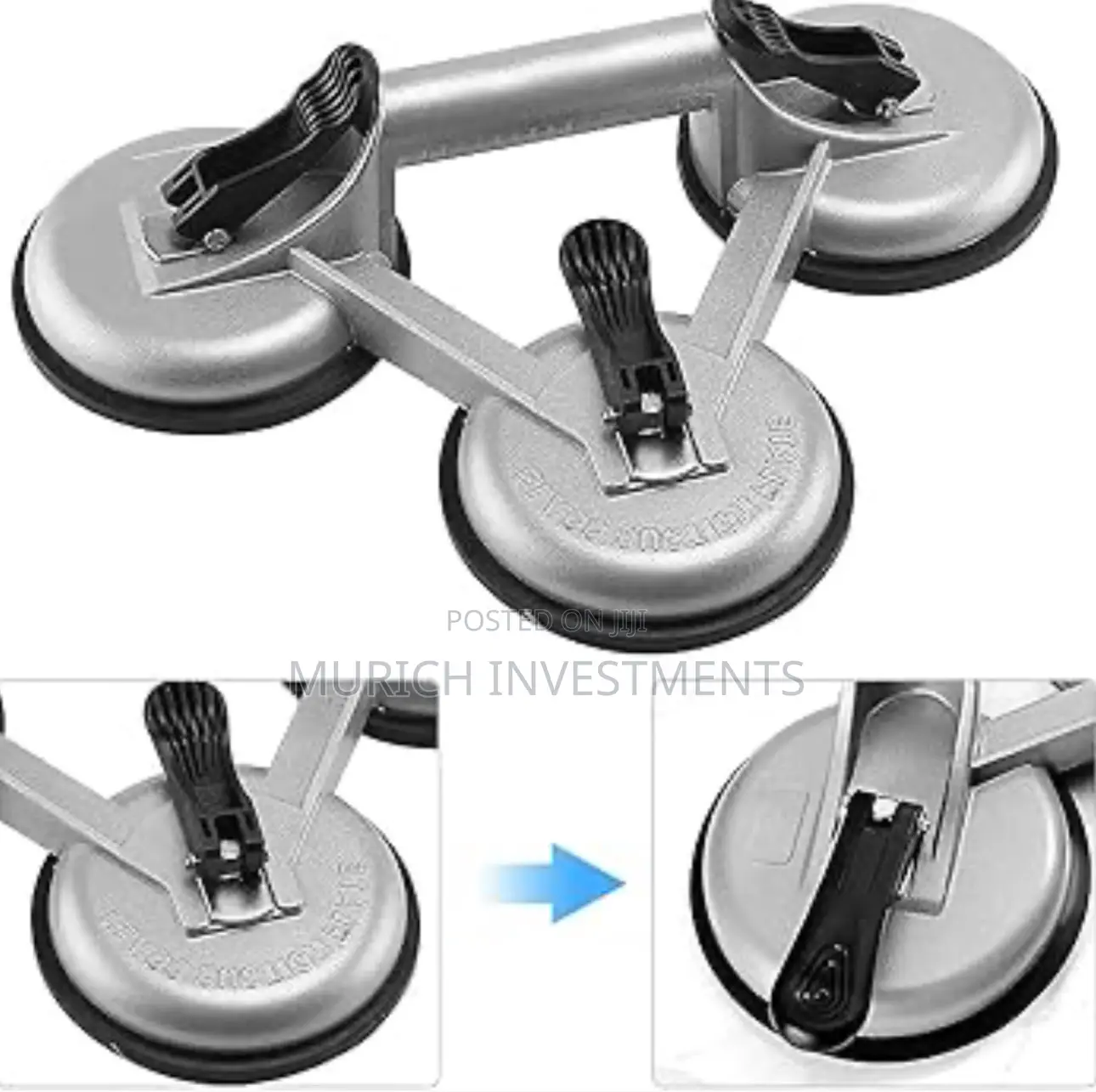 145kg 3 Suction Cup Triple Pad Sucker Plate Glass Lifter