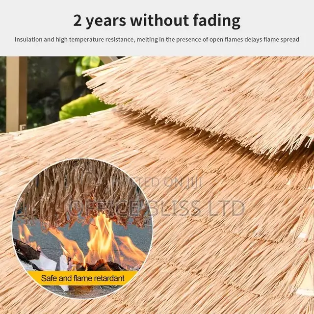 Outdoor Synthetic Thatch Roof Umbrella With Solar Led Light