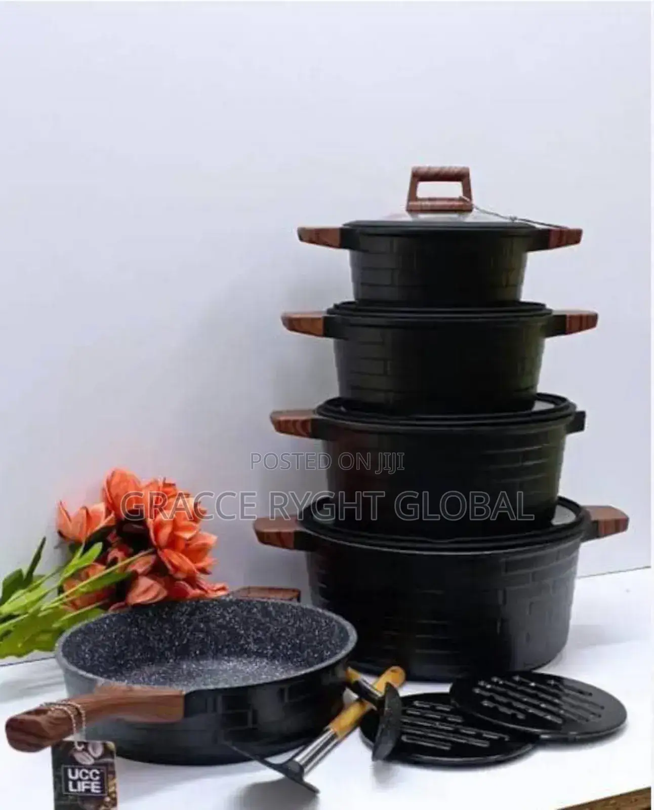 13pcs UCC Life Granite Nonstick Cookware Set Bricks Design