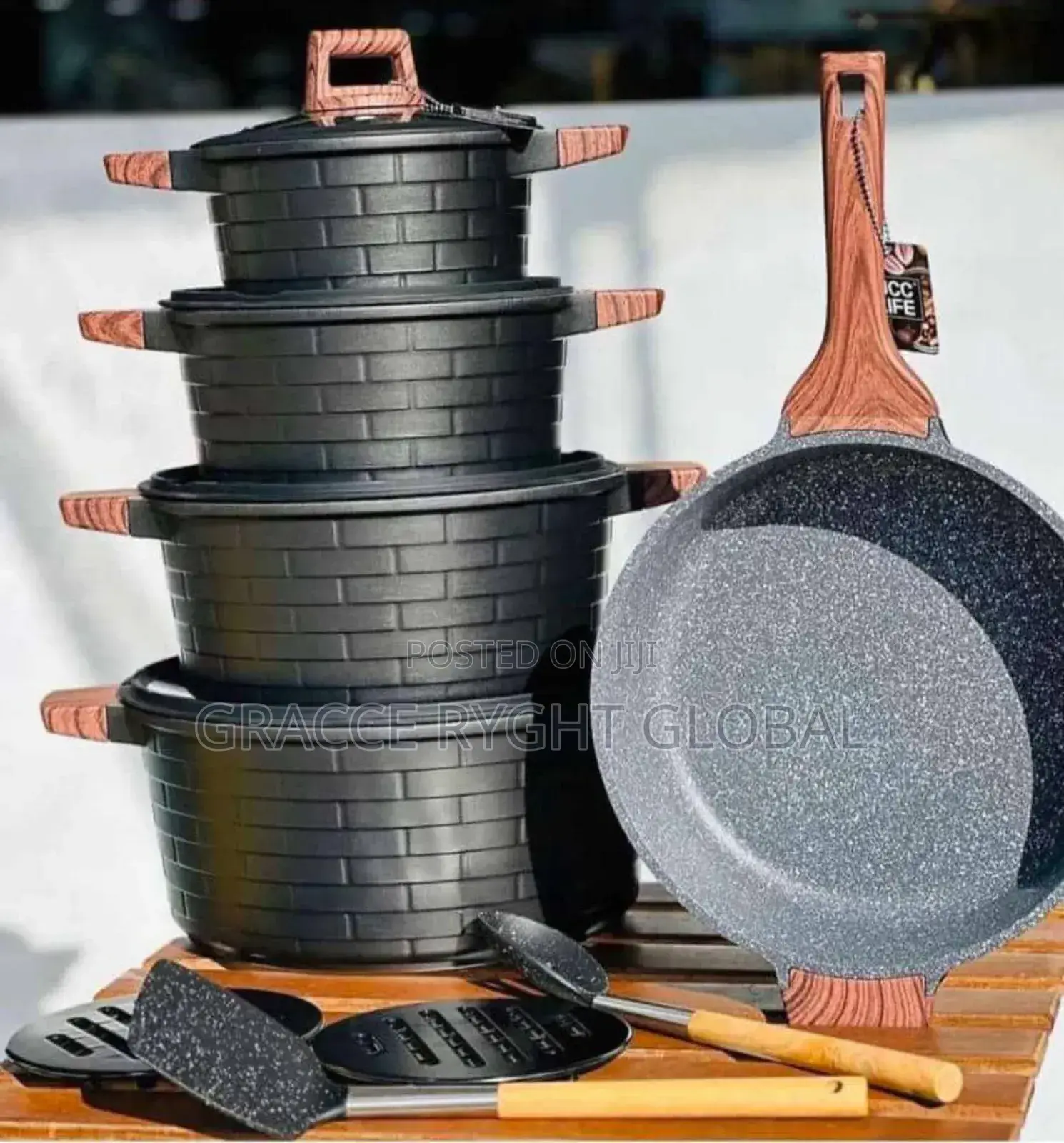 13pcs UCC Life Granite Nonstick Cookware Set Bricks Design