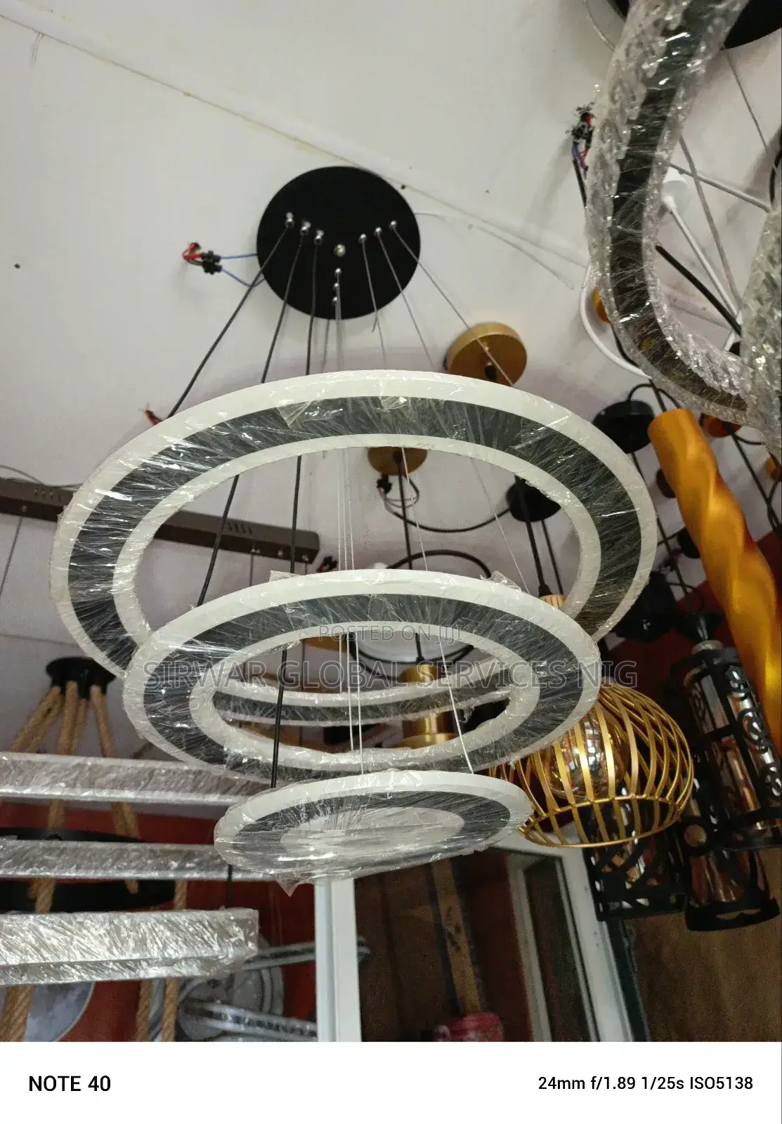 Step Drop Chandelier Black and White Frame Available