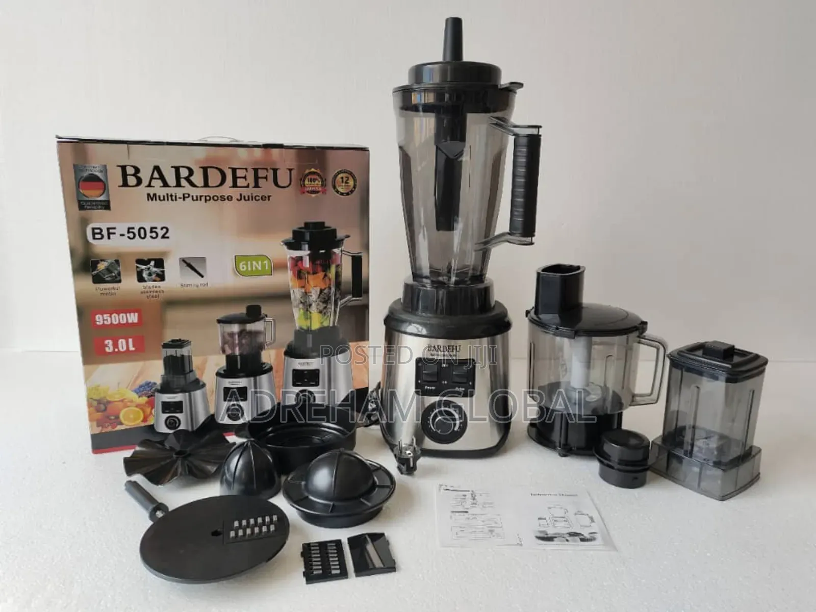 BARDEFU 6 in 1, 3L Jar, Multi Purpose Blender, 9500w