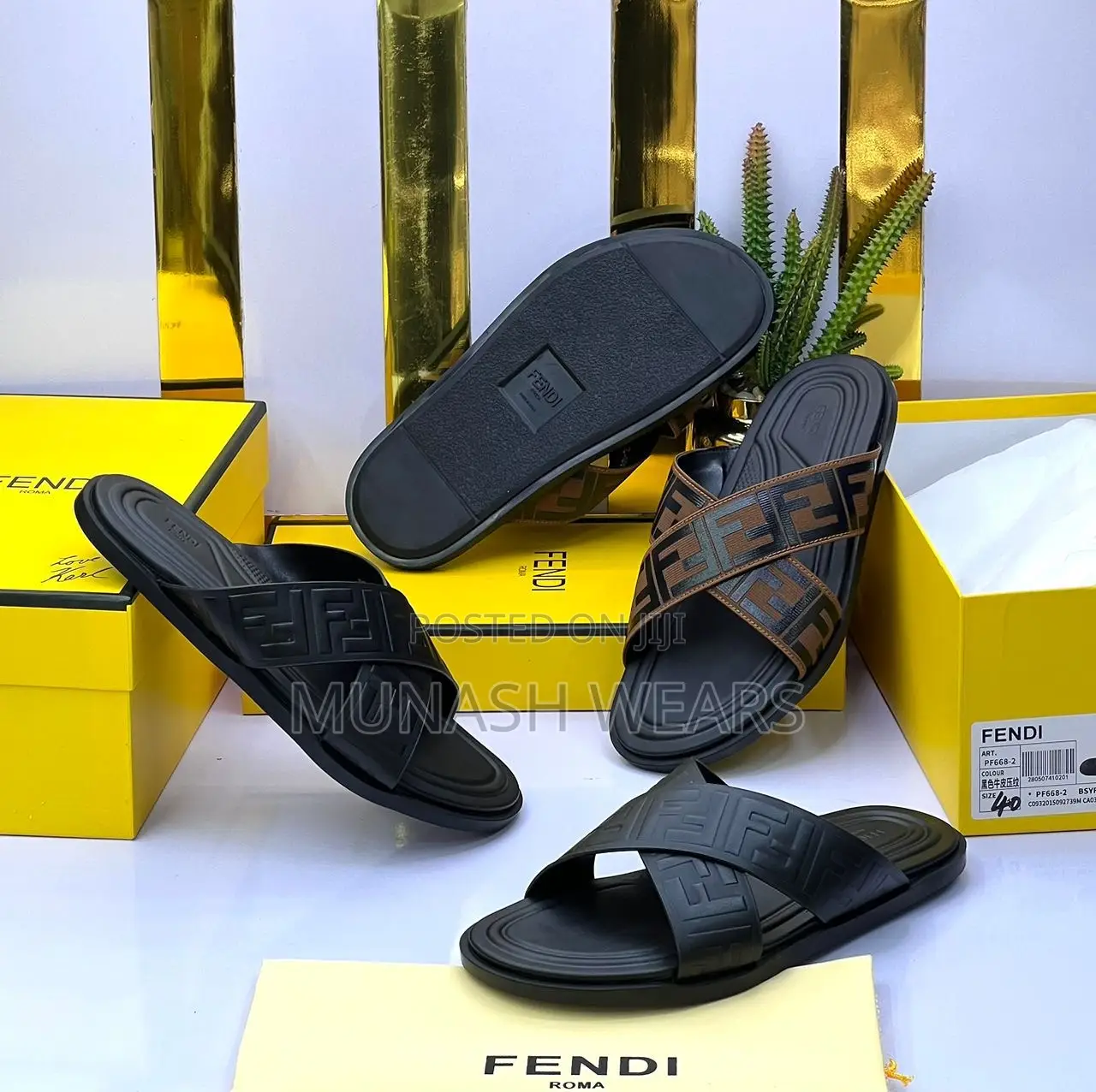 Fendi Leather Slipers