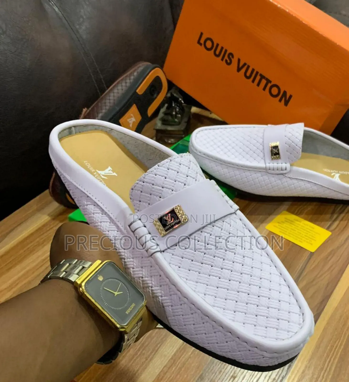 Men's Loius Vuitton Top Quality Leather Half Shoes