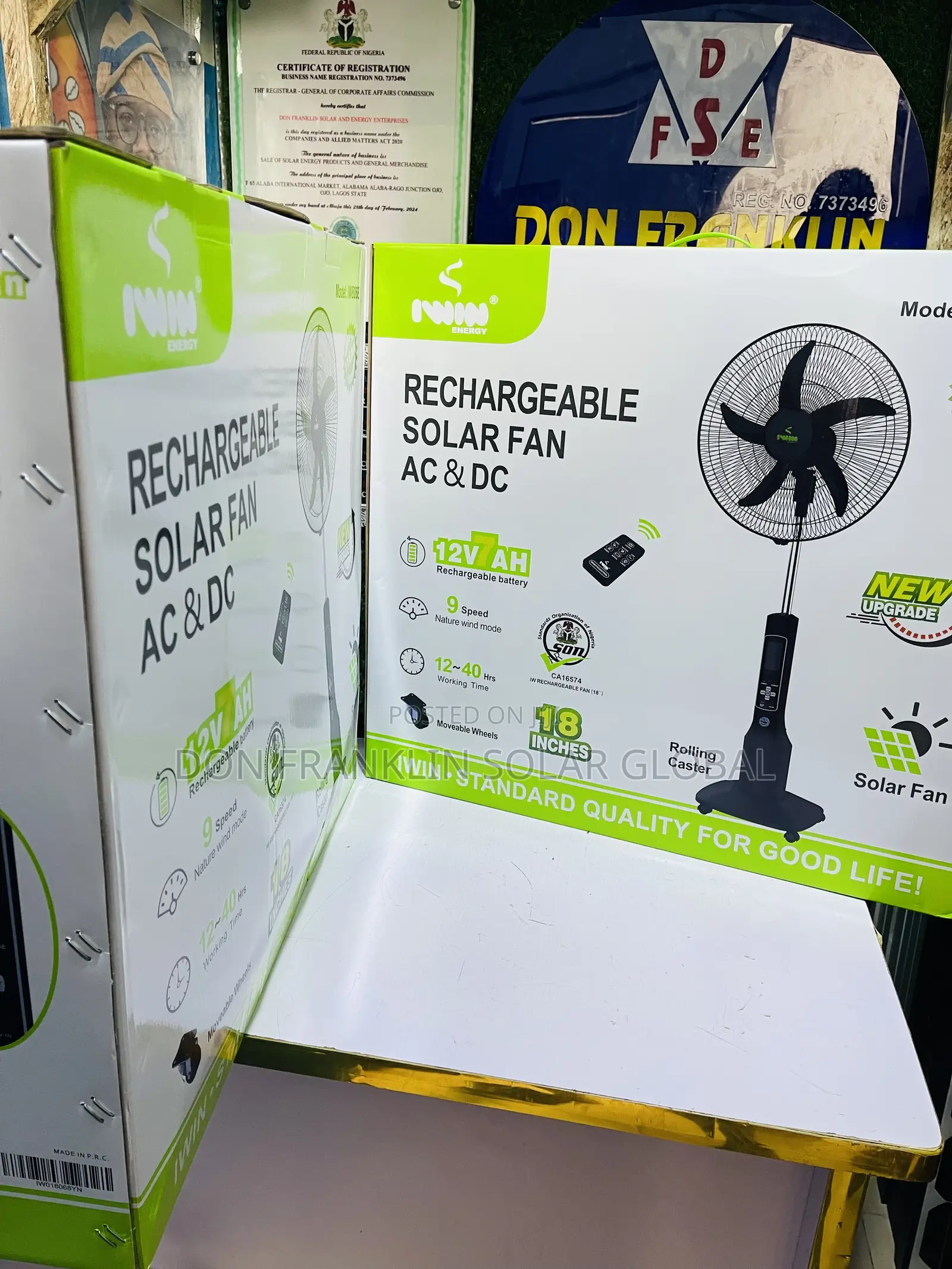 18 Iwin Rechargeable Ac/Dc Solar Fan With A Remote