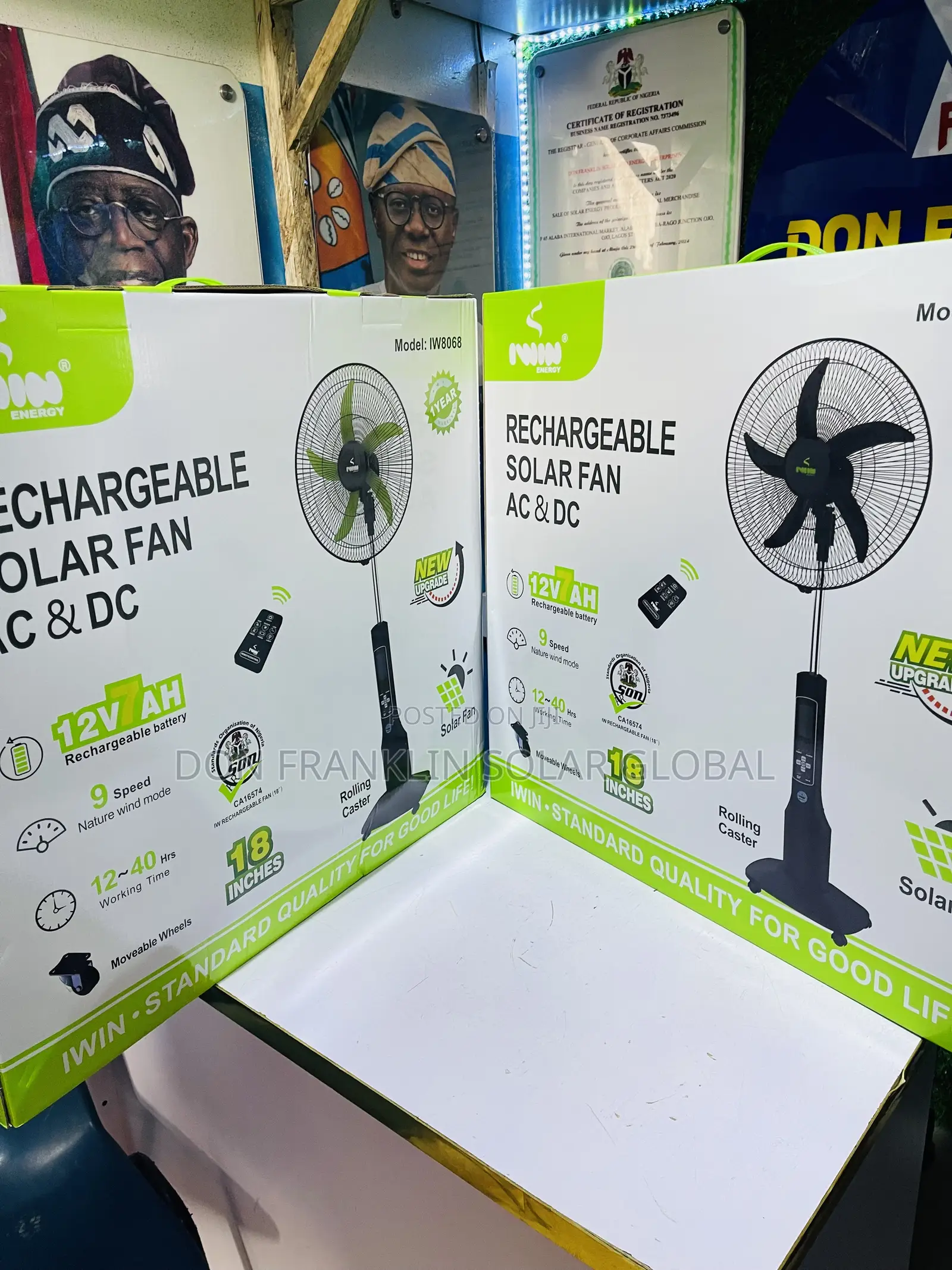 18 Iwin Rechargeable Ac/Dc Solar Fan With A Remote