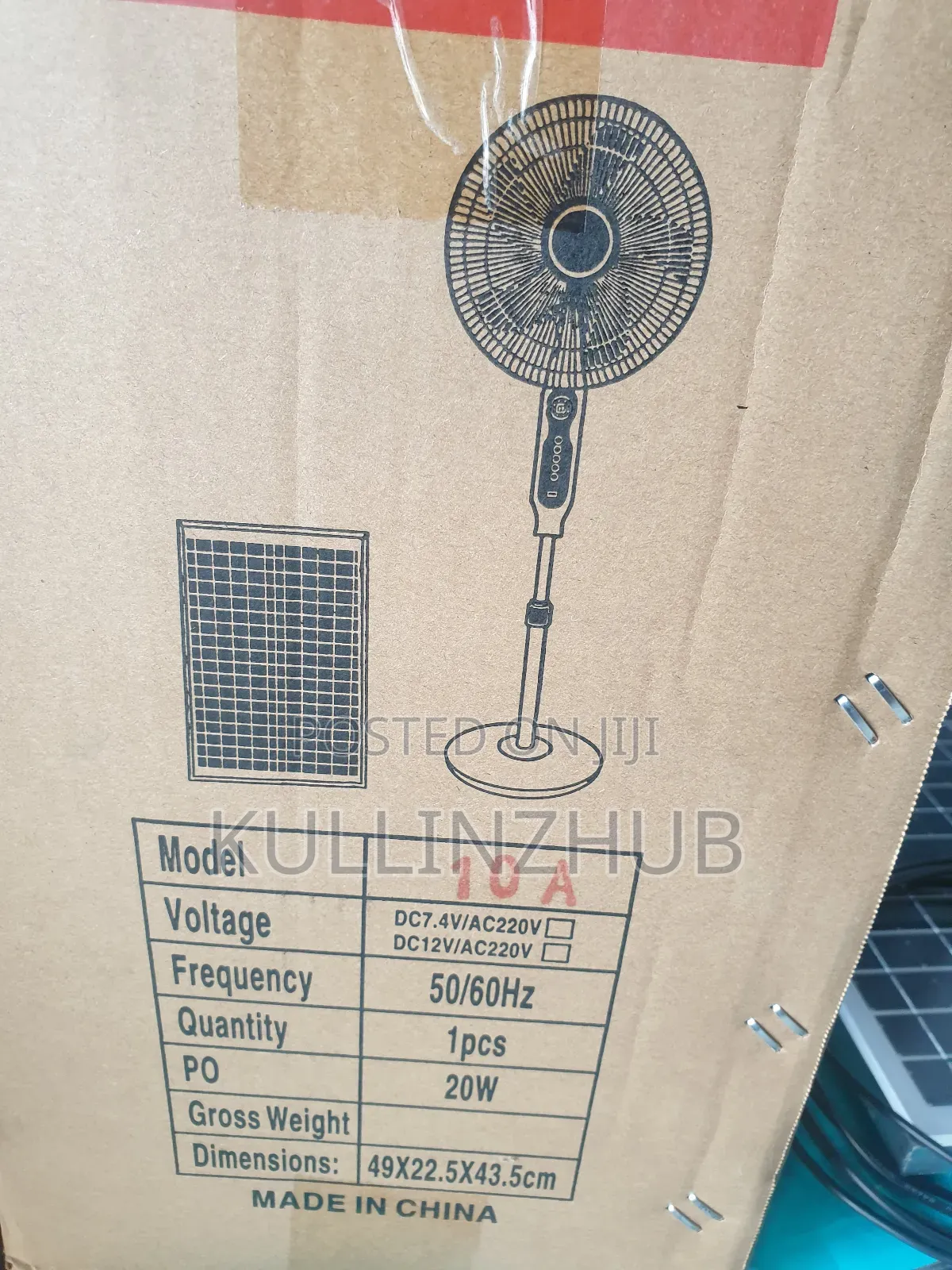 16"Inch AC/DC Solar Stand Rechargeable Fan, 50w Free Panel