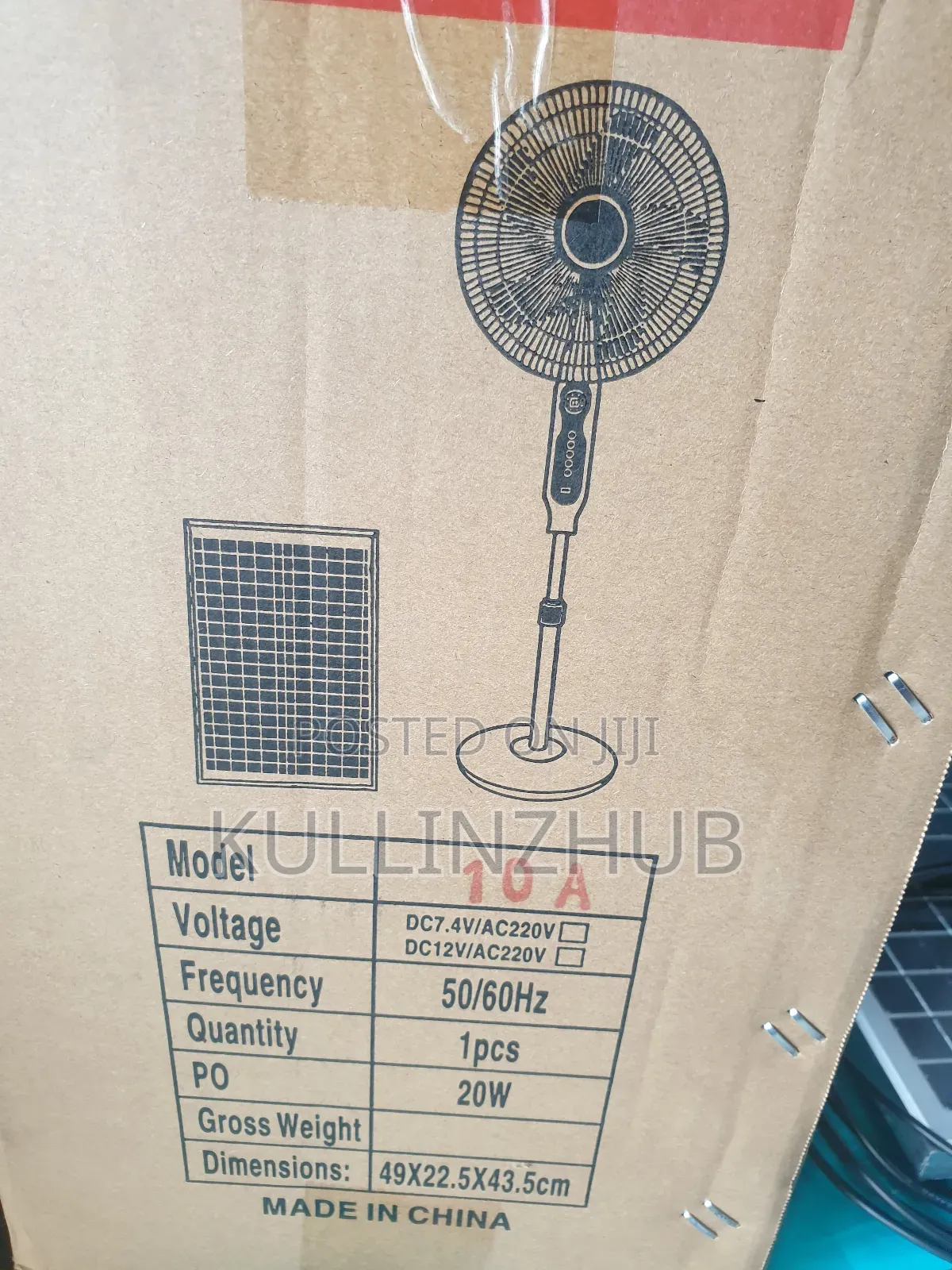 16"Inch AC/DC Solar Stand Rechargeable Fan, 50w Free Panel