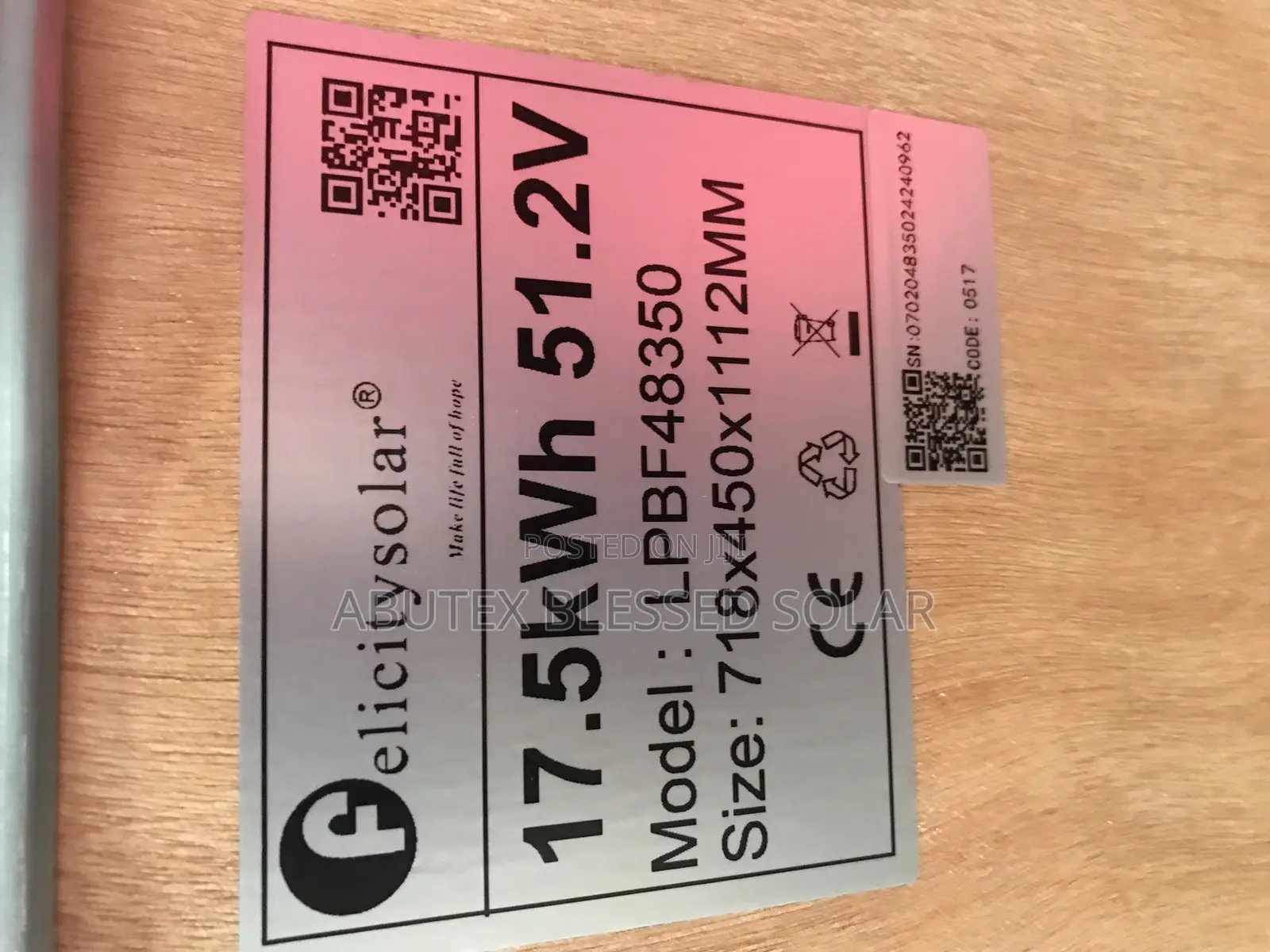 17kwh 51.2v Felicity Lithium Ion Battery