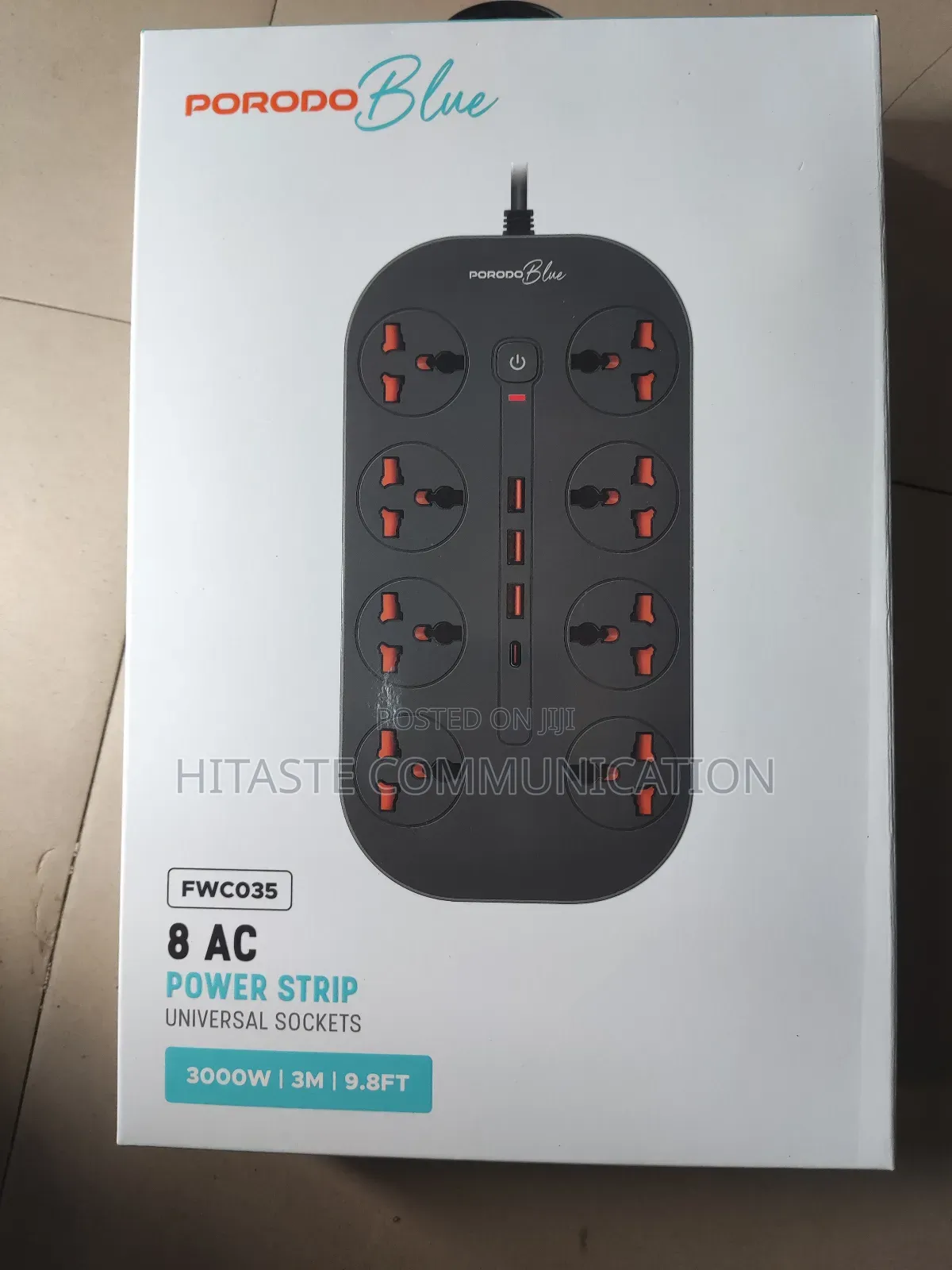 Porodo 8 AC Power Strip Universal Sockets 30000w