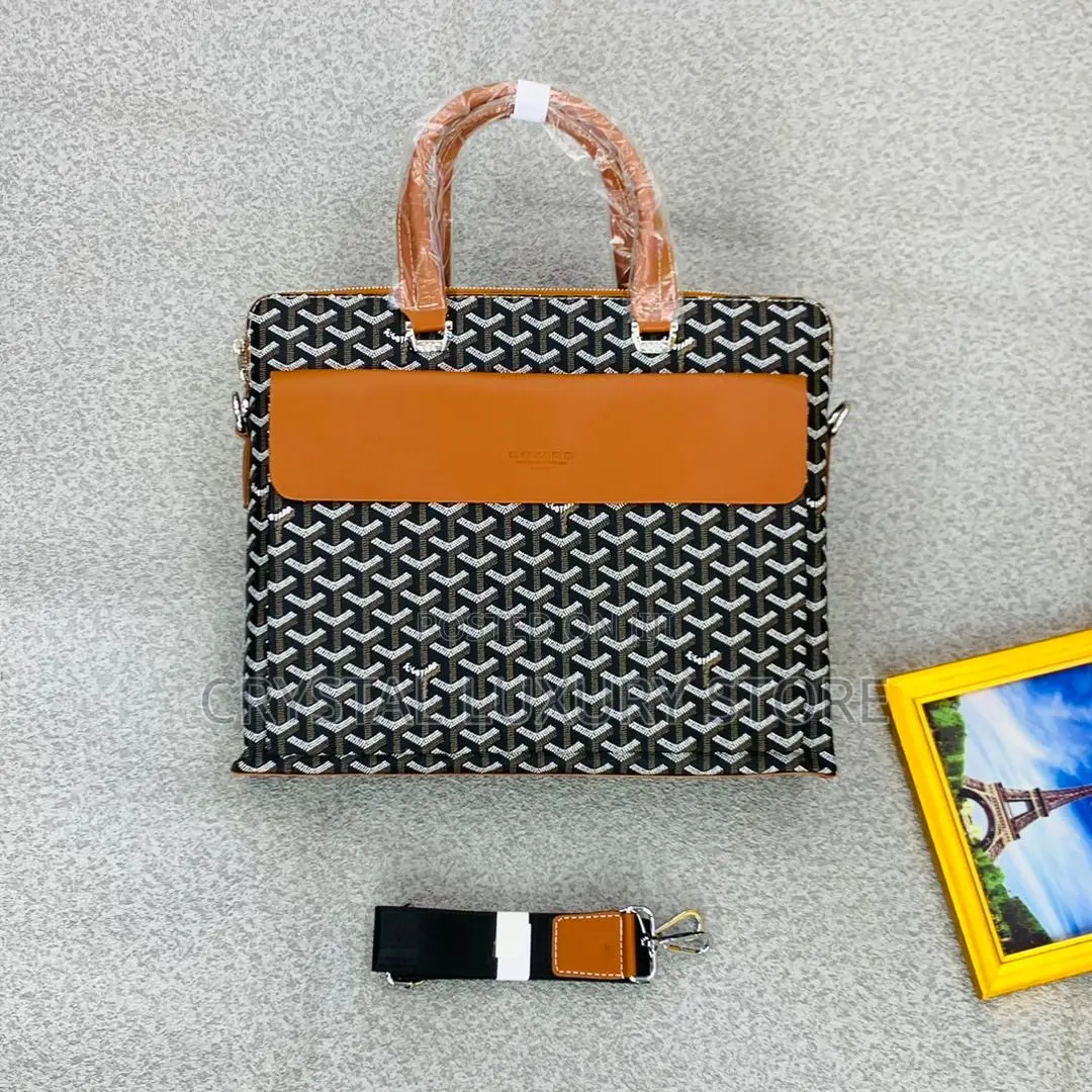 Goyard Quality Luxury Men Genuine Leather Laptop Bag