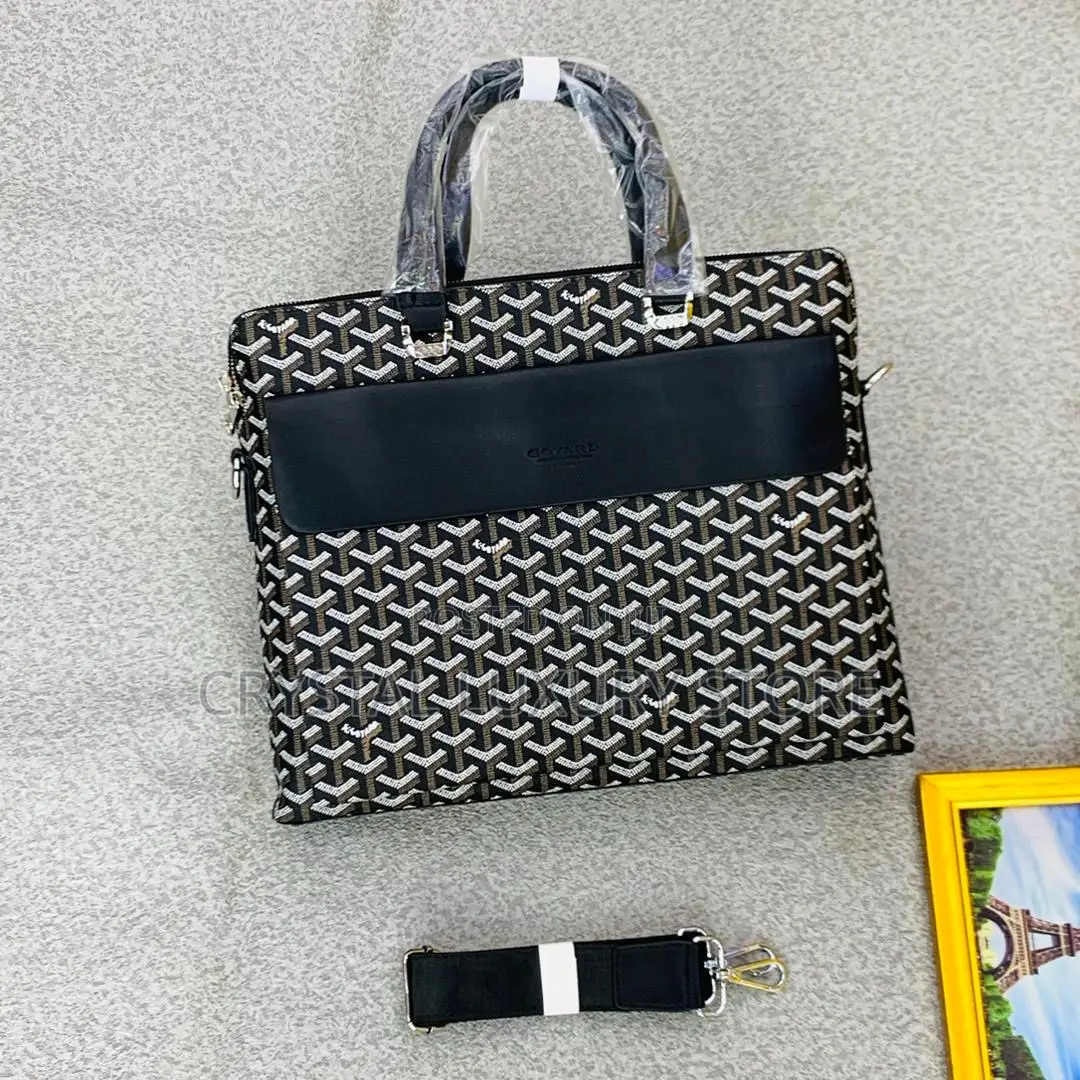 Goyard Quality Luxury Men Genuine Leather Laptop Bag