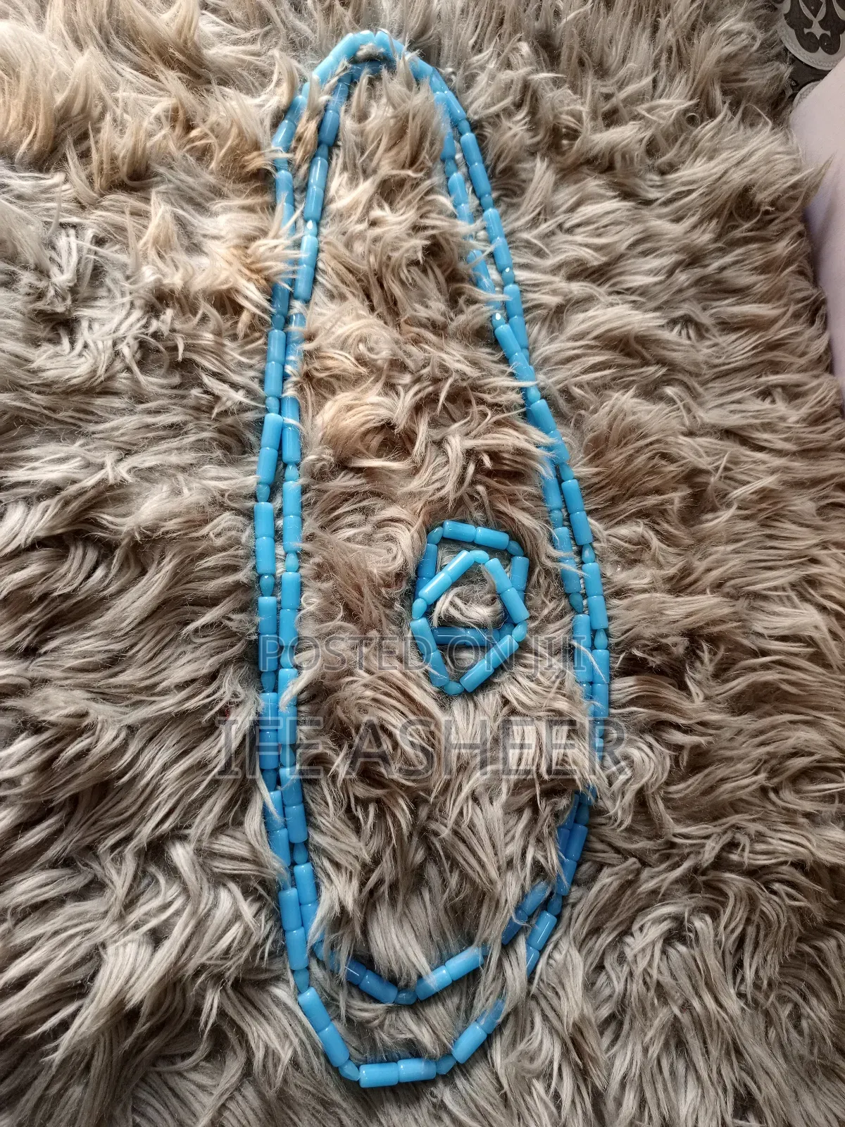 2 Layers Navel Length Men Ceremonial Neck 000B01 - Sky Blue