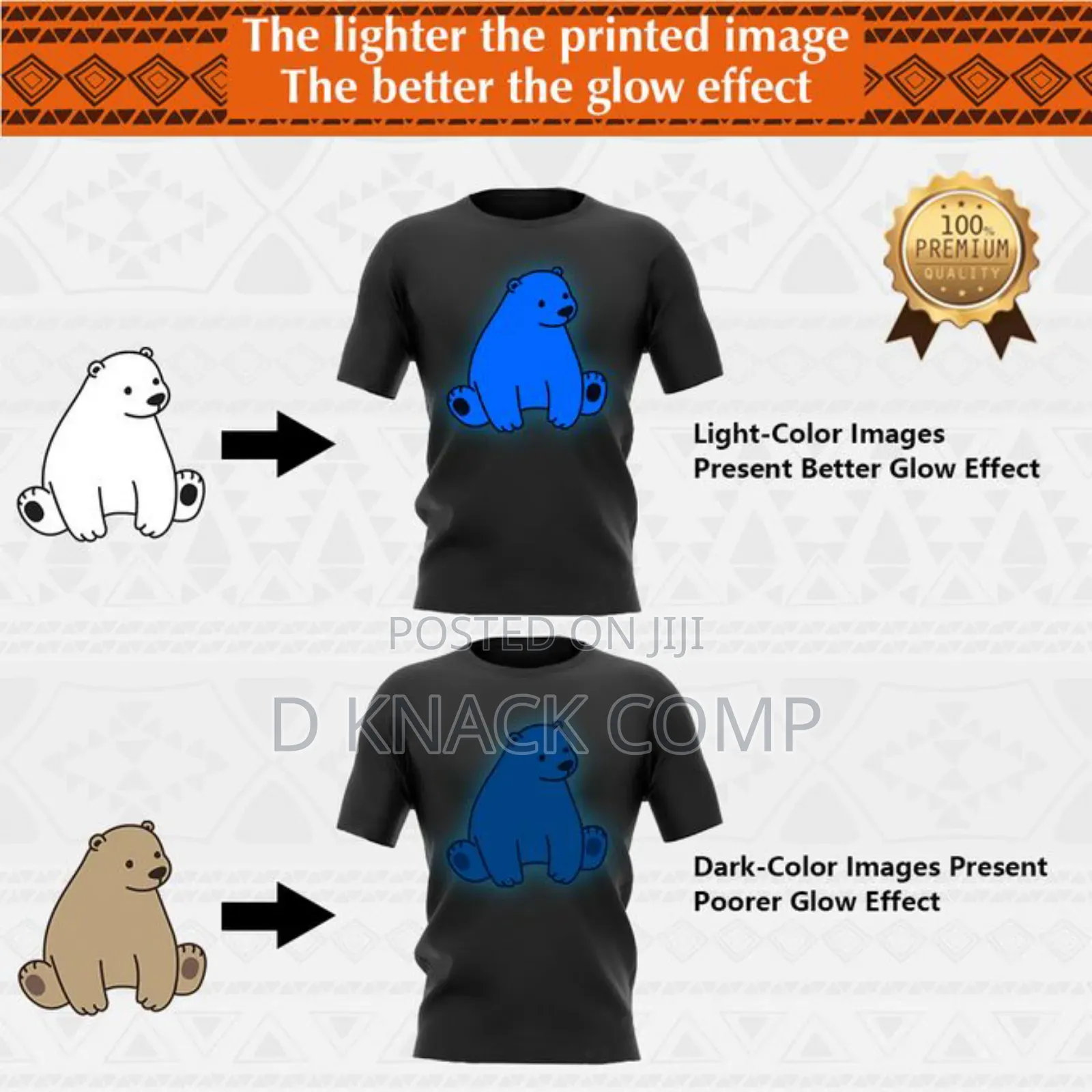 5 Sheets Luminous Blue Light Heat Transfer Paper for Fabric